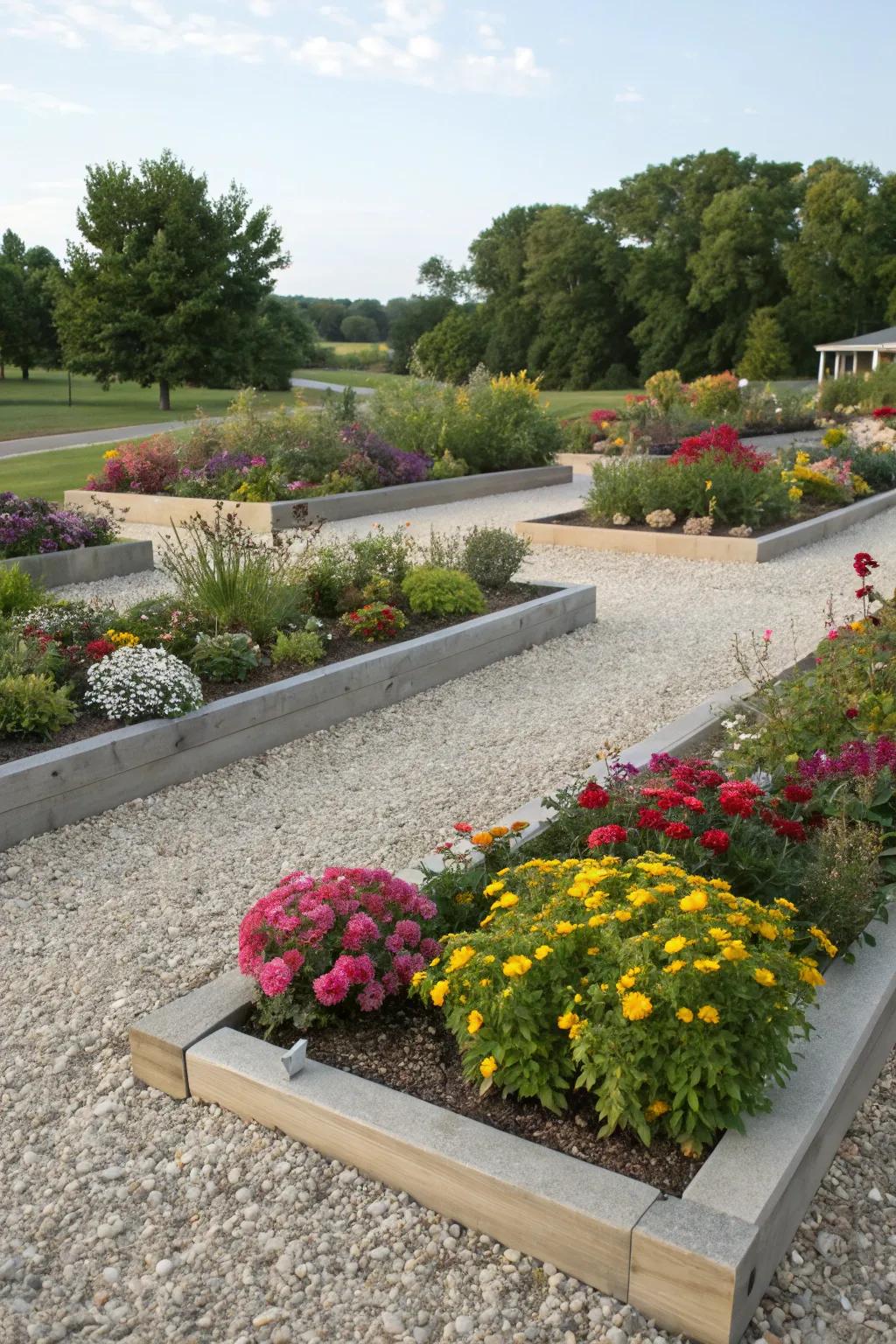 Gravel borders add definition and help maintain your garden.