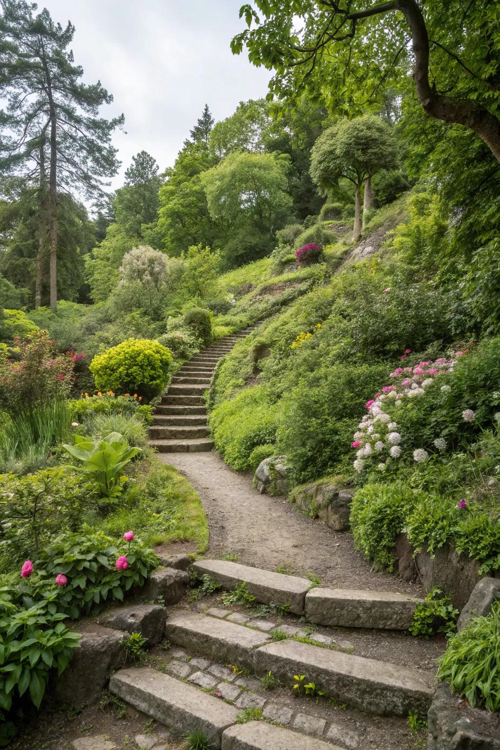 Step through your garden with beautifully crafted stairways.