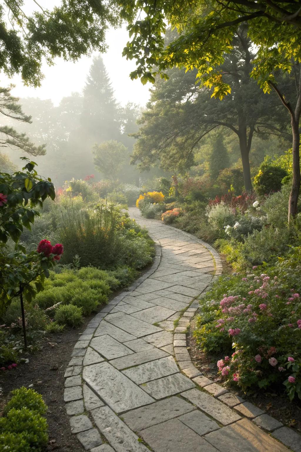 A picturesque pathway winding through the garden.