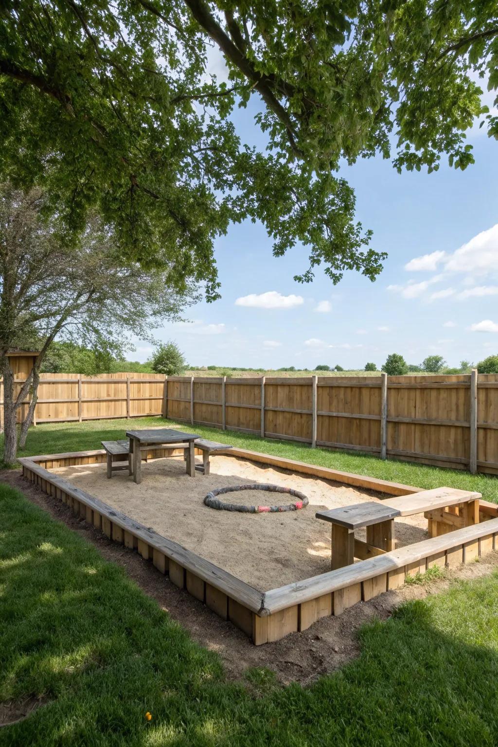Benches provide a cozy spot to watch or wait for your turn.