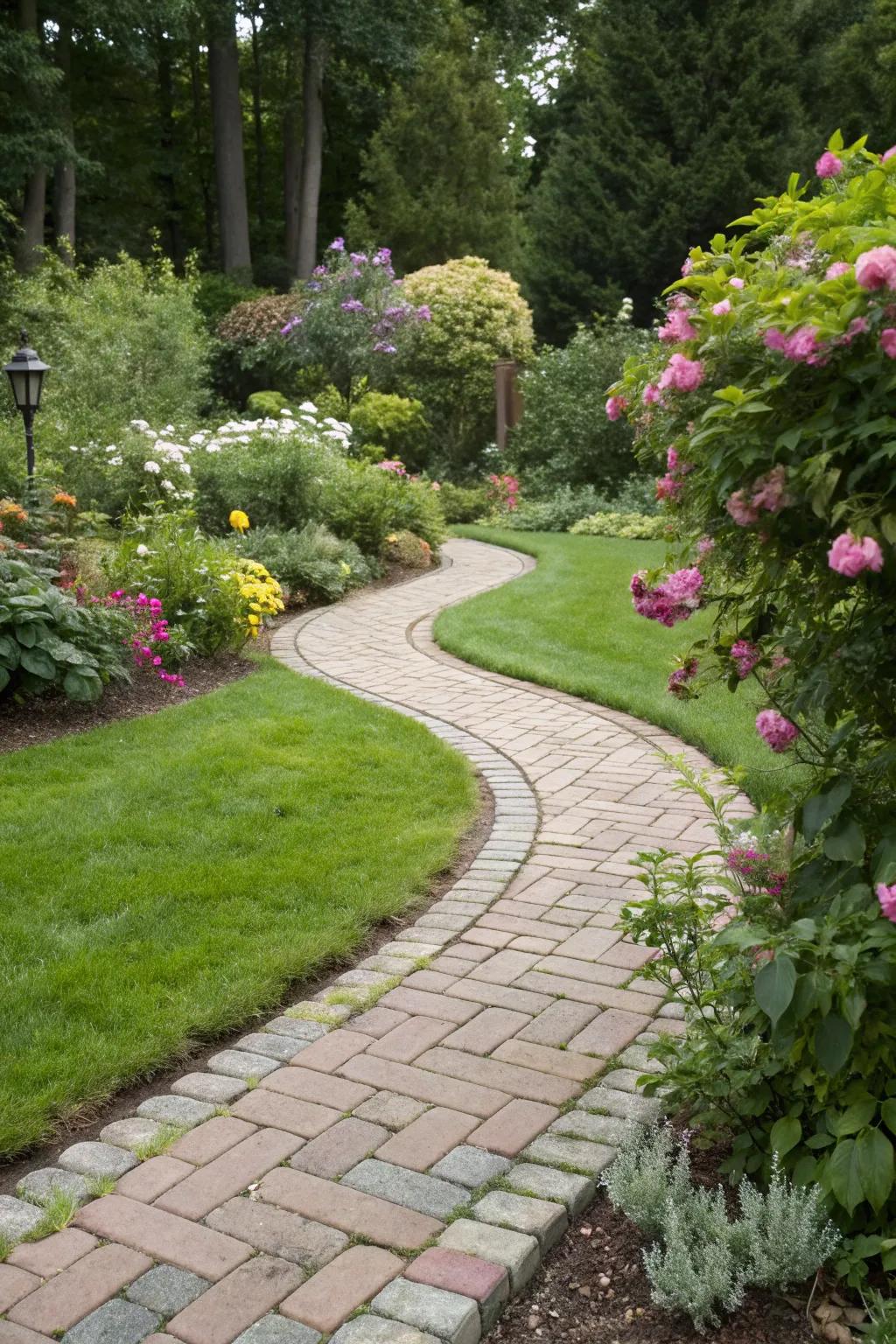 A paver walkway adds charm and direction to your garden.