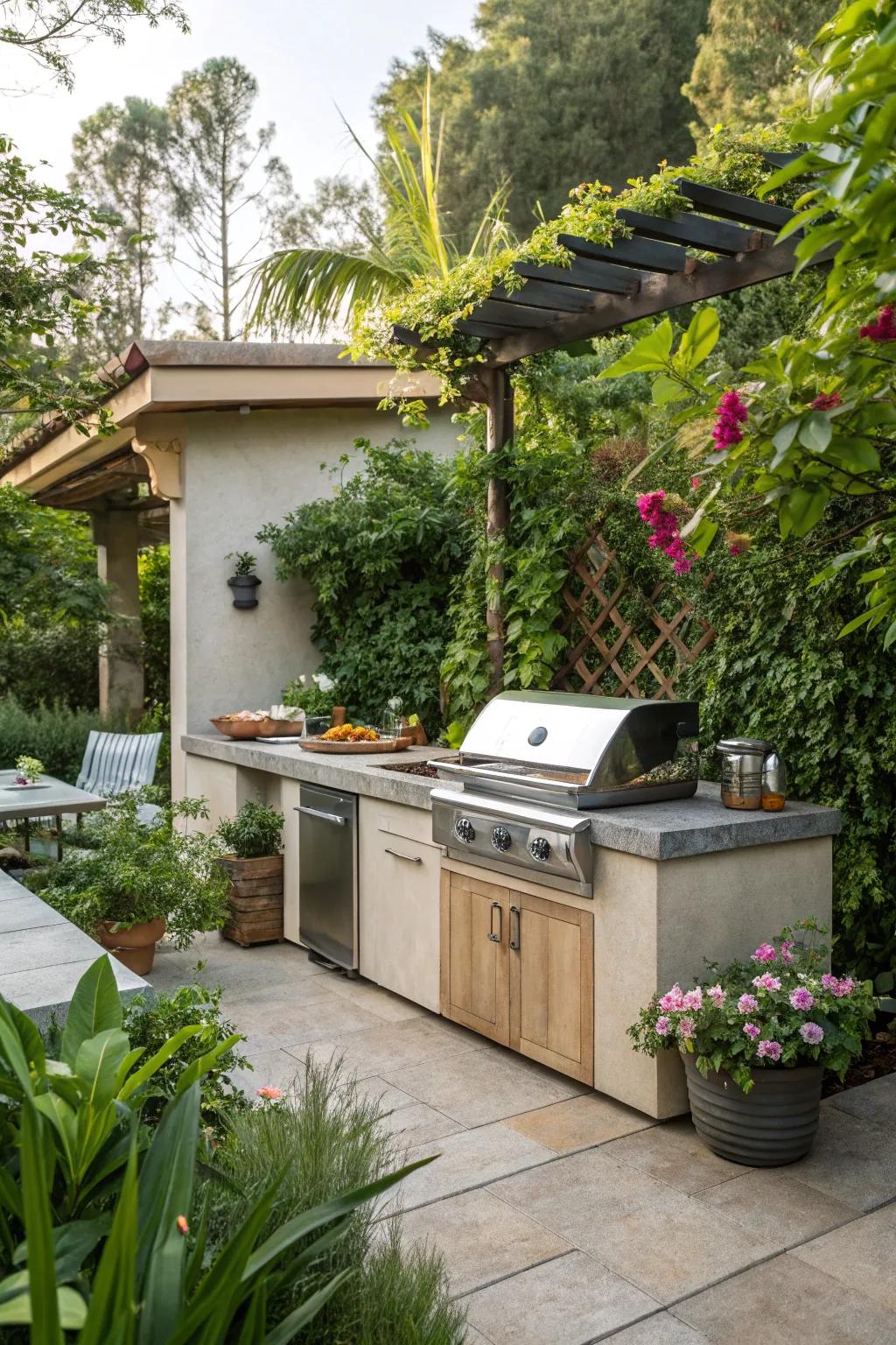Functional outdoor kitchen perfect for summer cookouts.