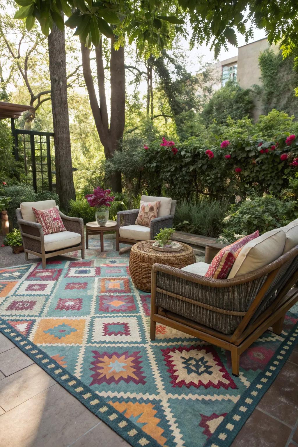 An outdoor rug can transform your patio into a cozy extension of your home.