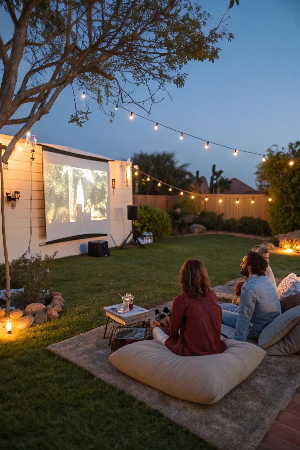 An outdoor movie night adds a touch of Hollywood to your backyard.