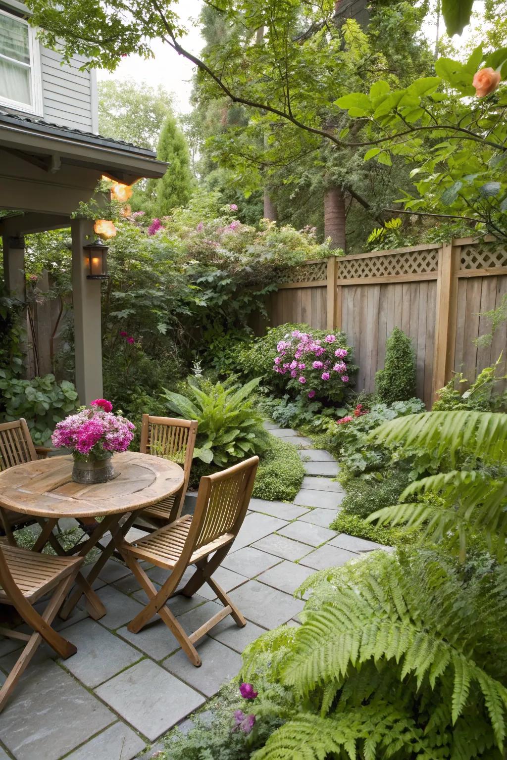 Lush greenery transforms your patio into a tranquil retreat.
