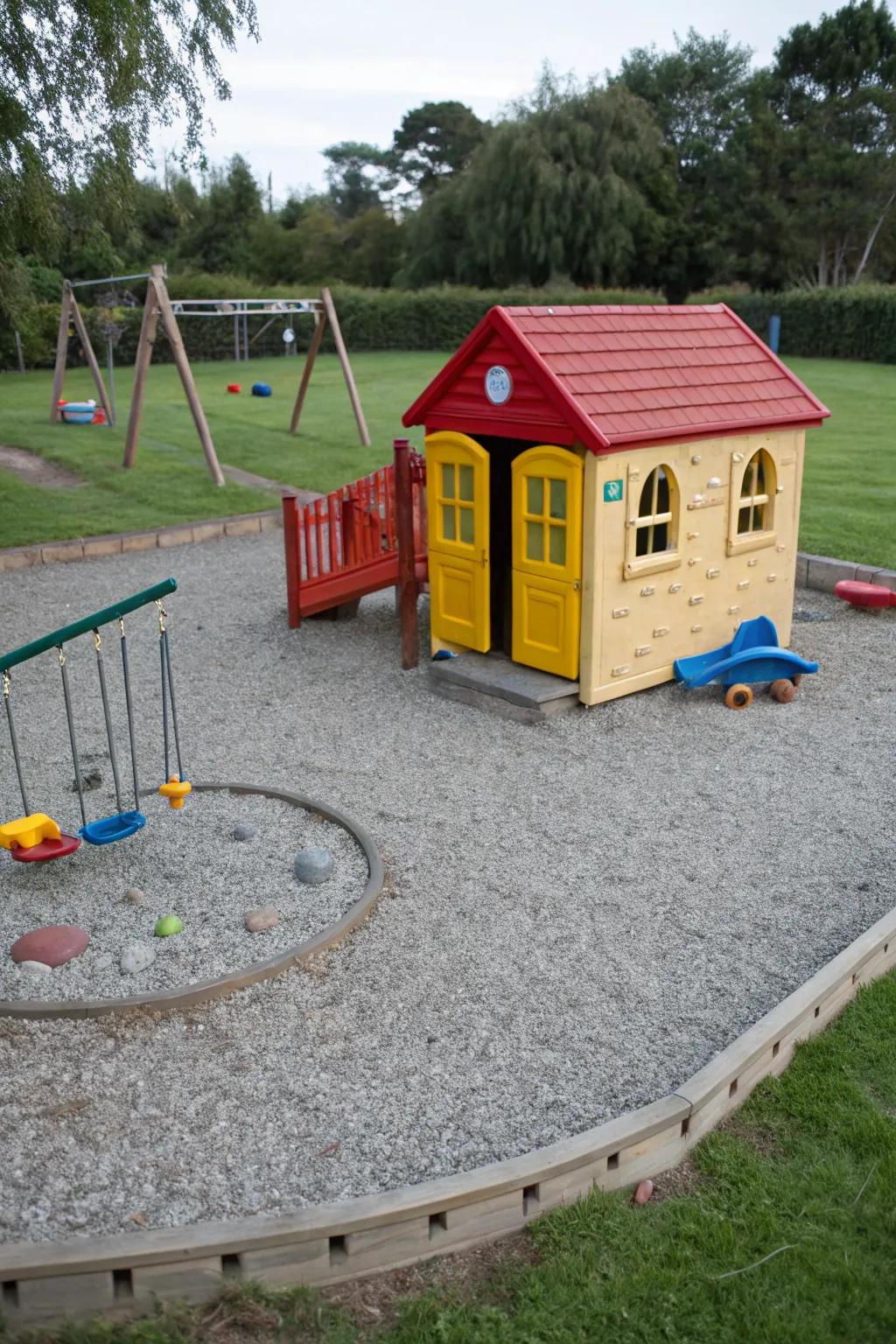 Pea gravel creates a unique texture and look for playgrounds.