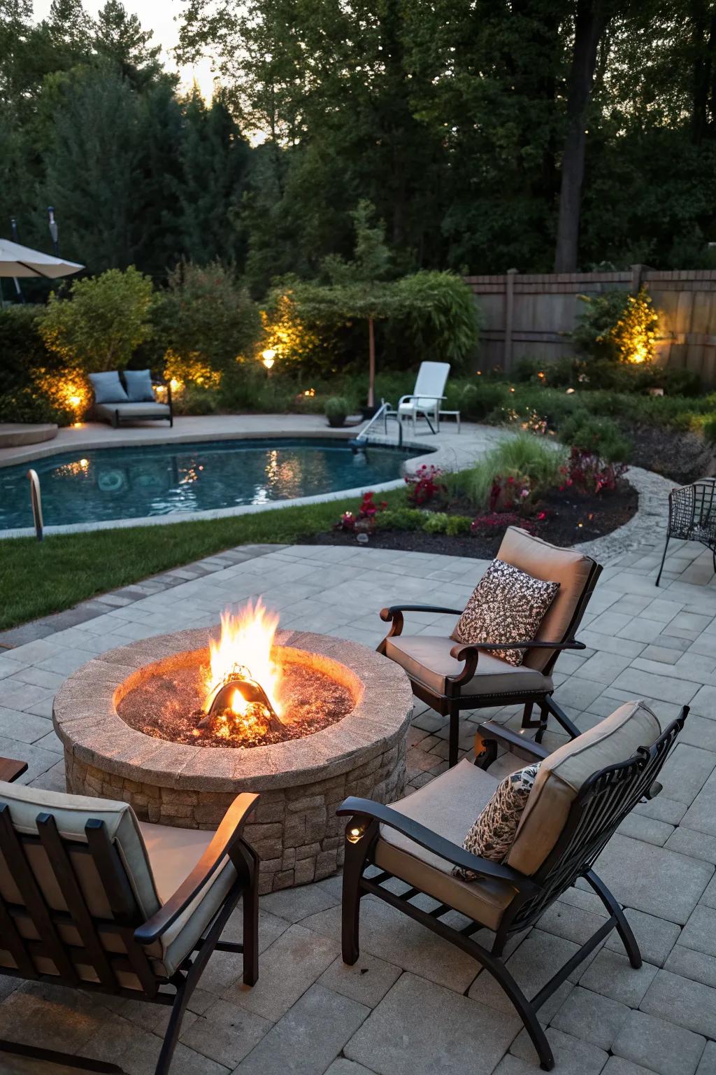 Enhance evening gatherings with a warm, inviting fire pit.