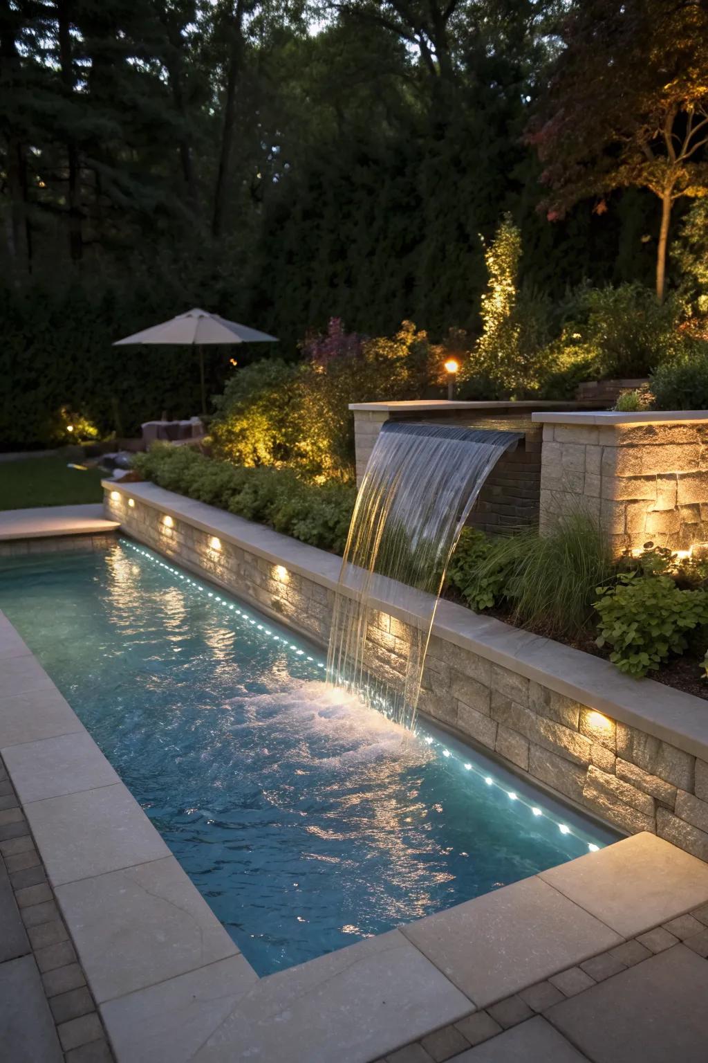 Enhance your pool with a luxurious waterfall.