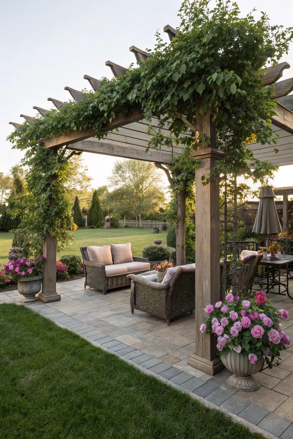 A pergola adds elegance and shade to your backyard retreat.