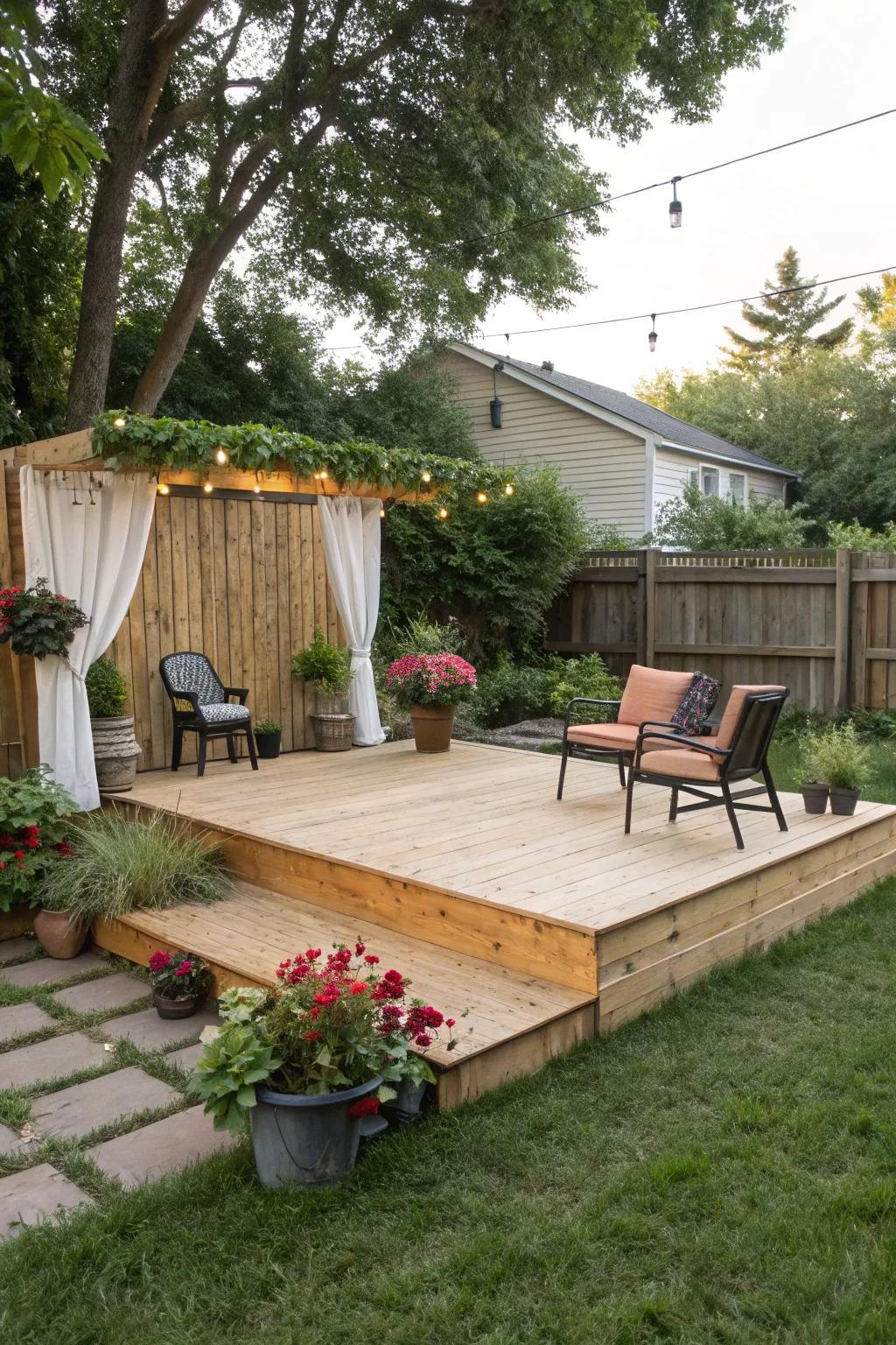 A small platform adds dimension to your backyard stage.