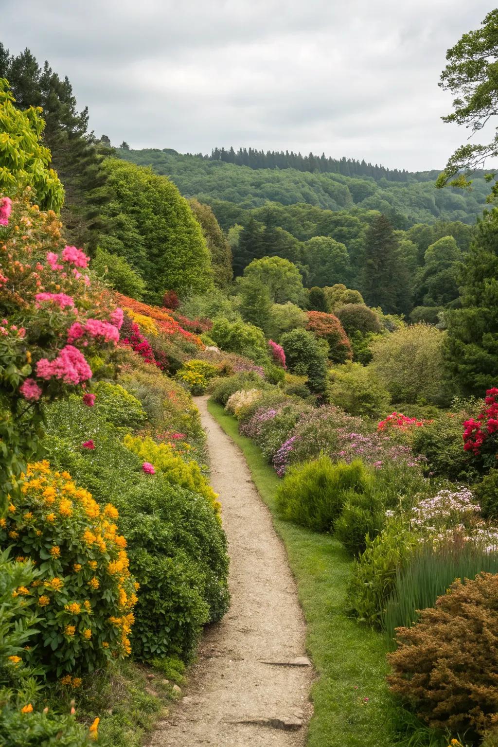Integrate lush plants along your path for a harmonious garden design.
