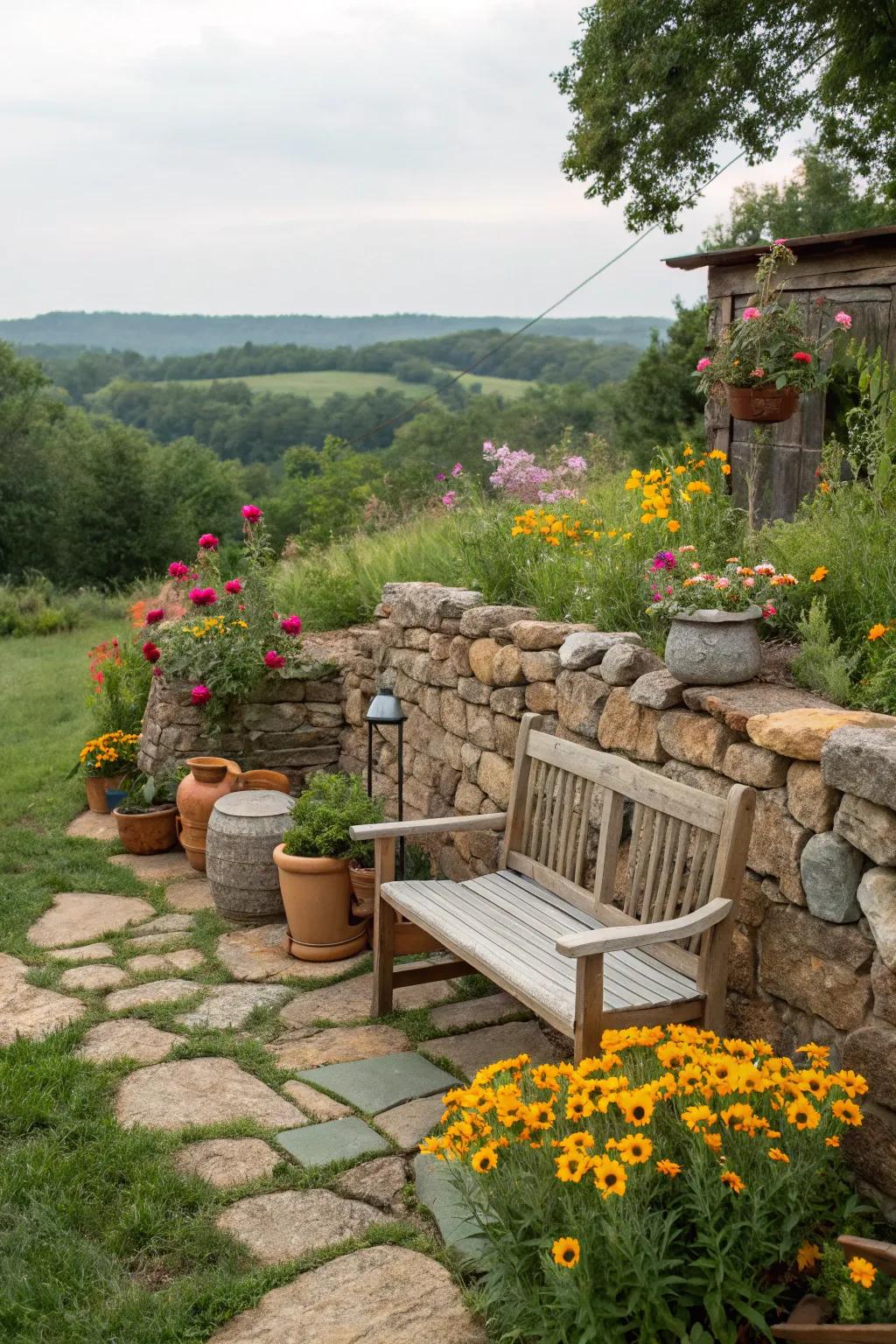 Embrace rustic charm with a stone wall.