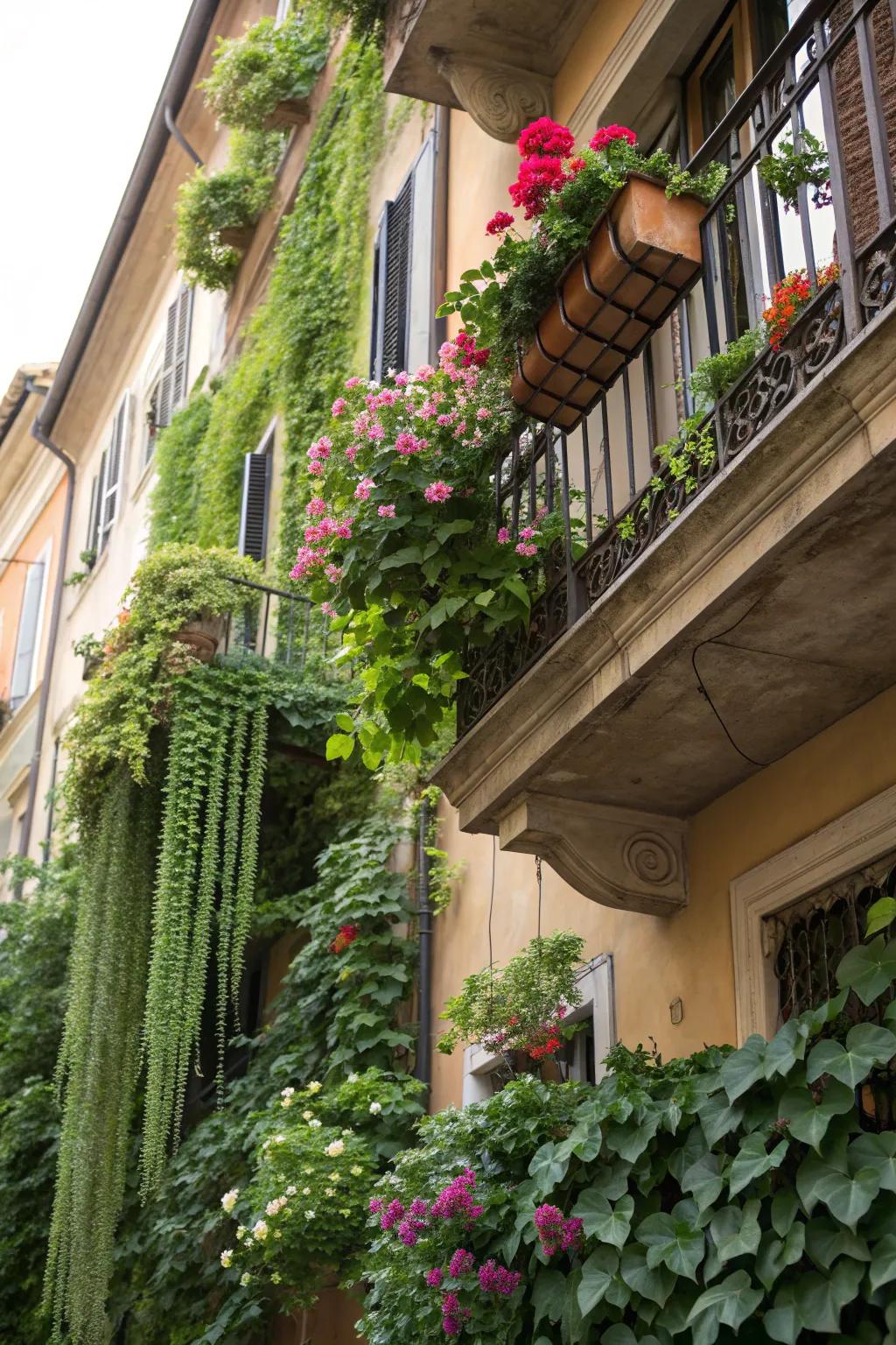 A vibrant mix of flowering plants and greenery.