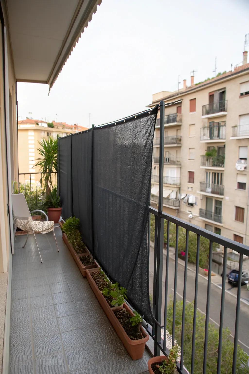Privacy netting offers an uncomplicated way to ensure balcony seclusion.