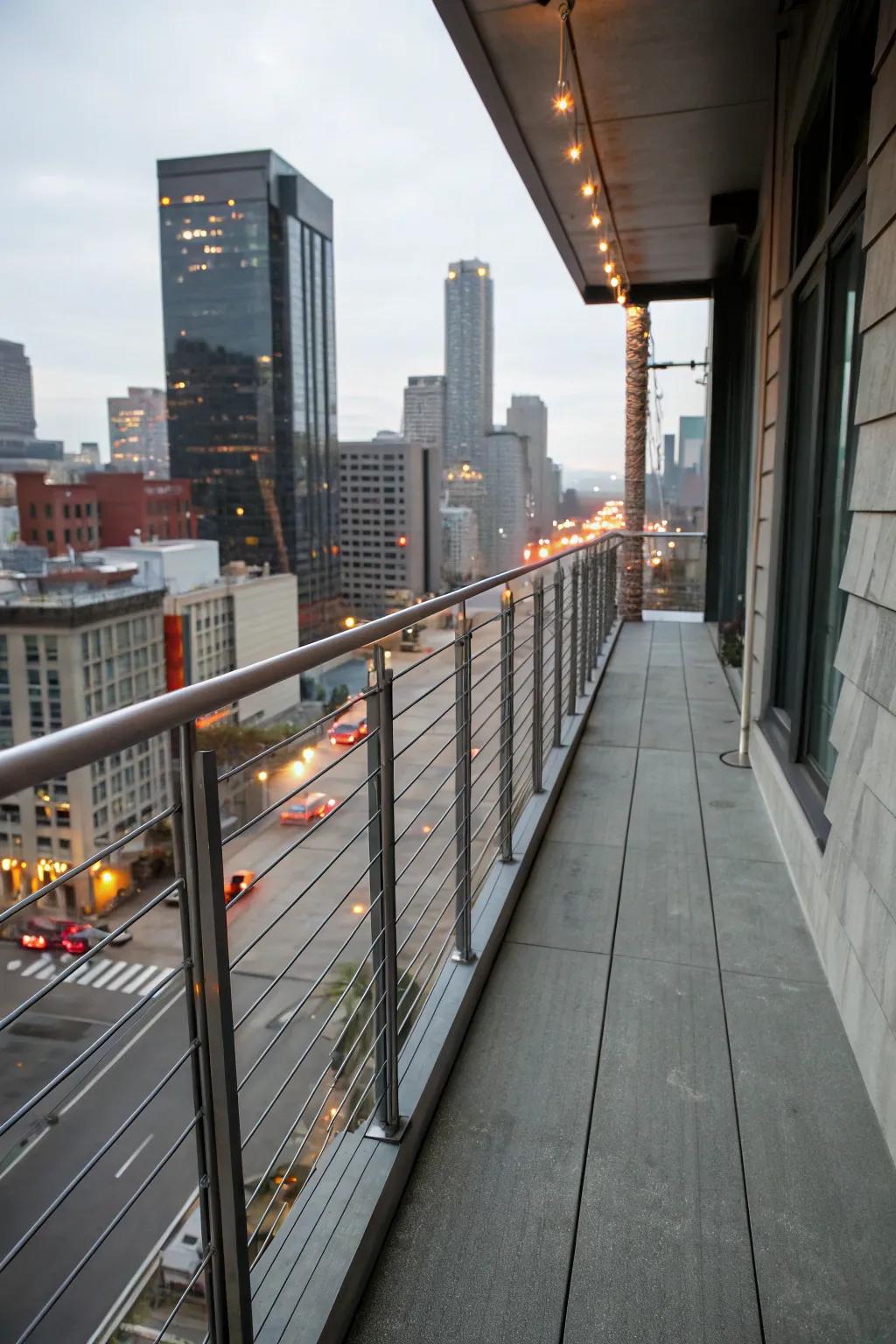 Industrial meets contemporary with cable railings for a chic look.