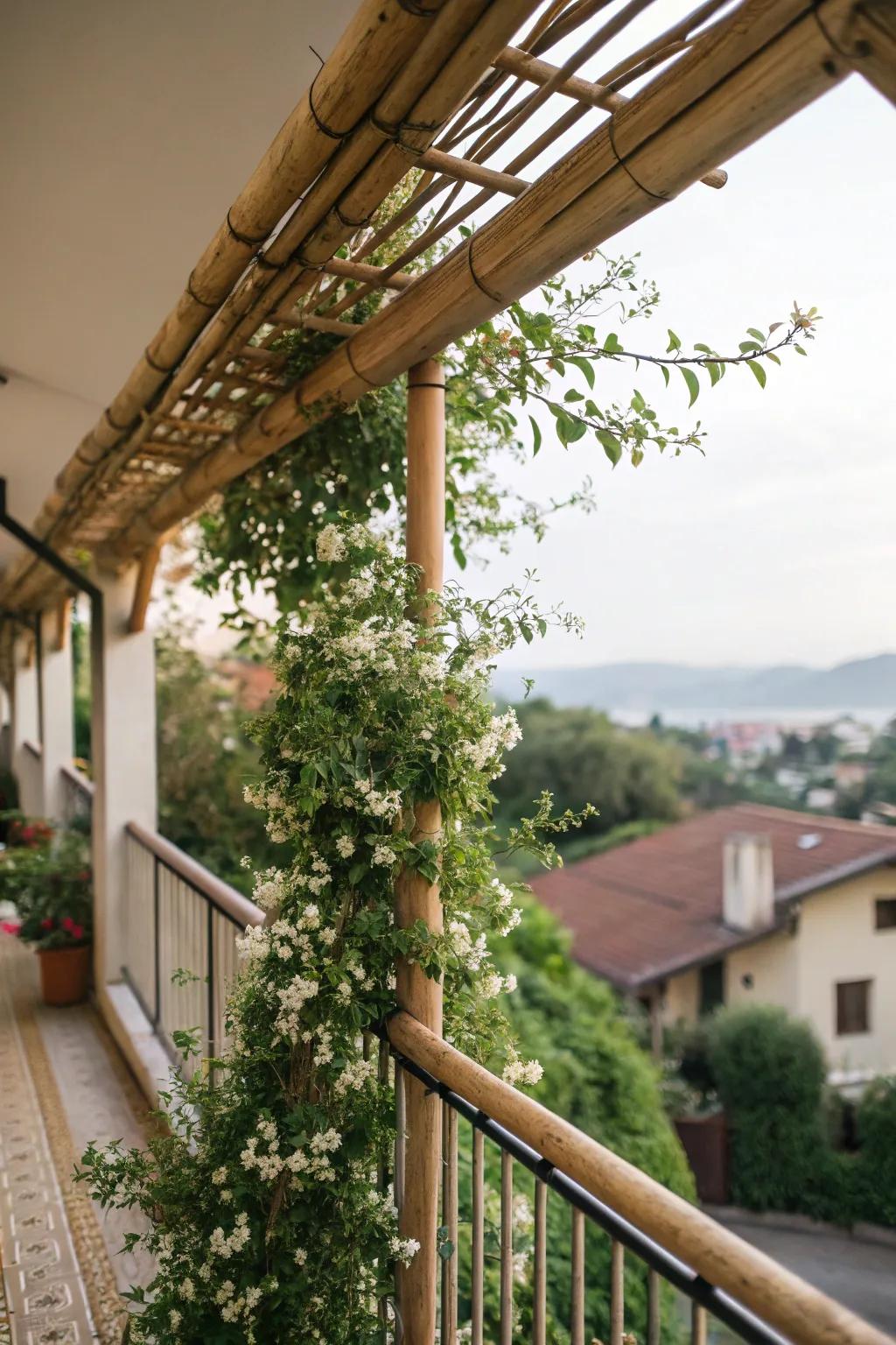Bamboo trellises bring a rustic charm to any balcony.