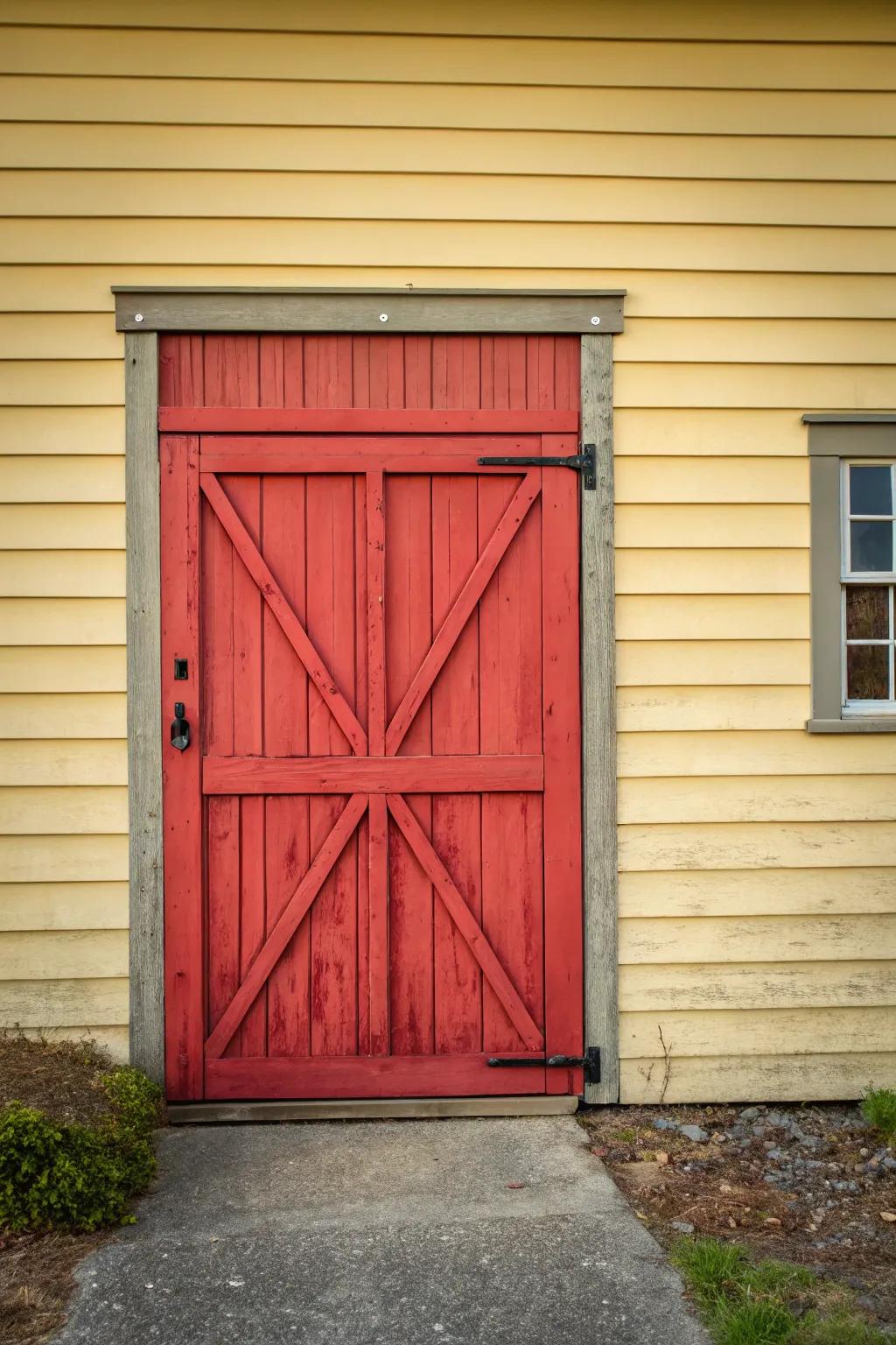 A bold color choice can transform your barn door into a striking focal point.
