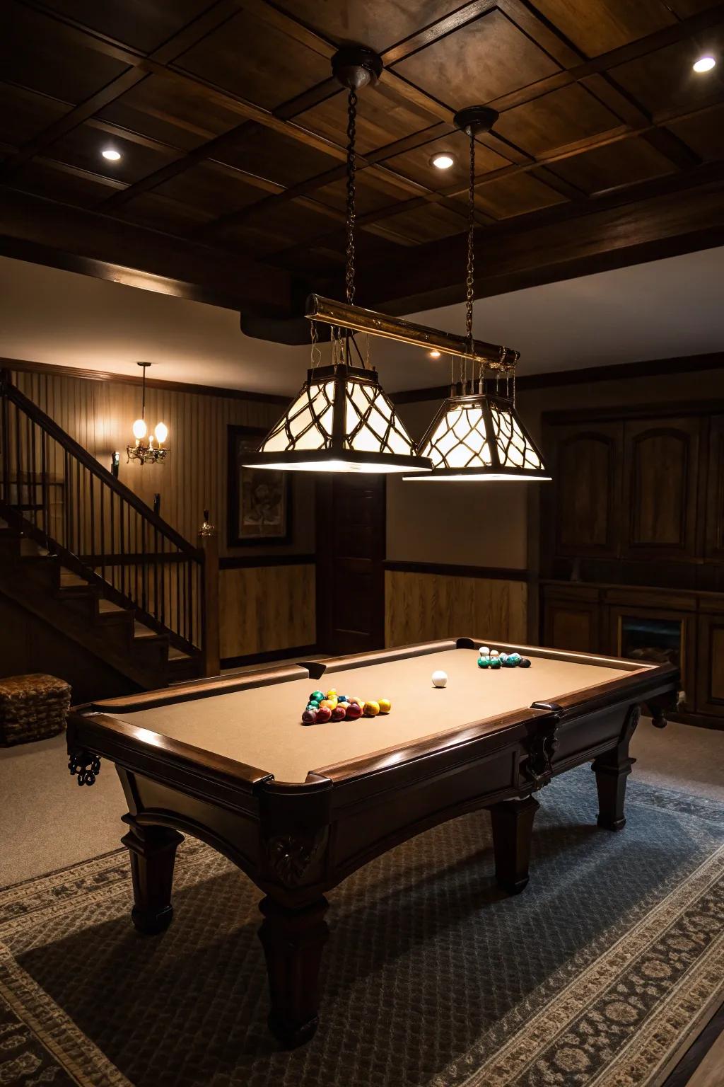 Ambient lighting creates an inviting atmosphere.