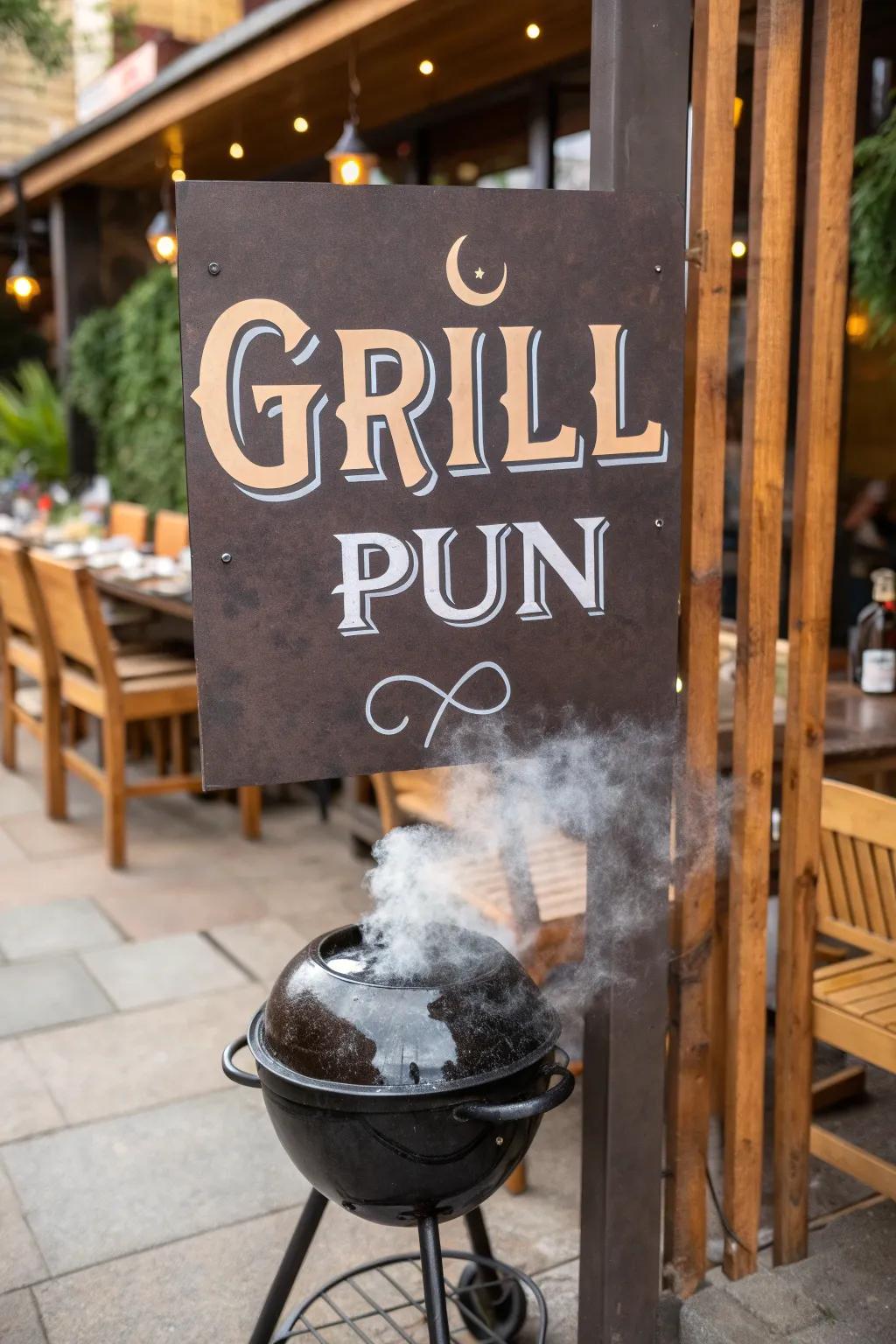 Add laughter to your BBQ with playful pun-filled signs.