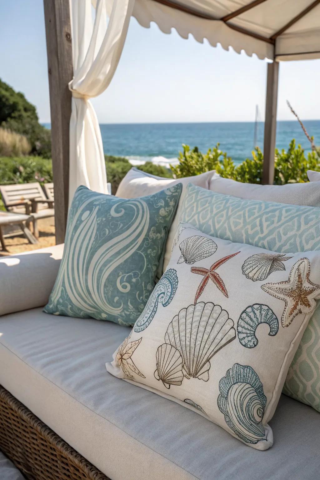 Add personality with playful pillow patterns.