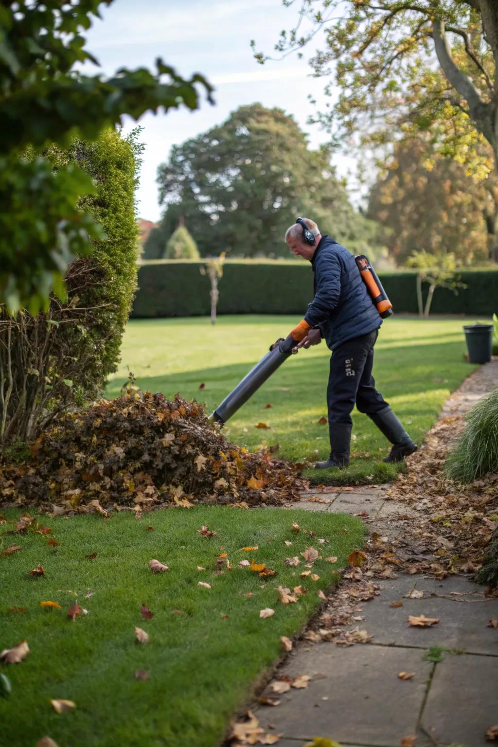 Efficient leaf collection and mulching with a powerful leaf vacuum.