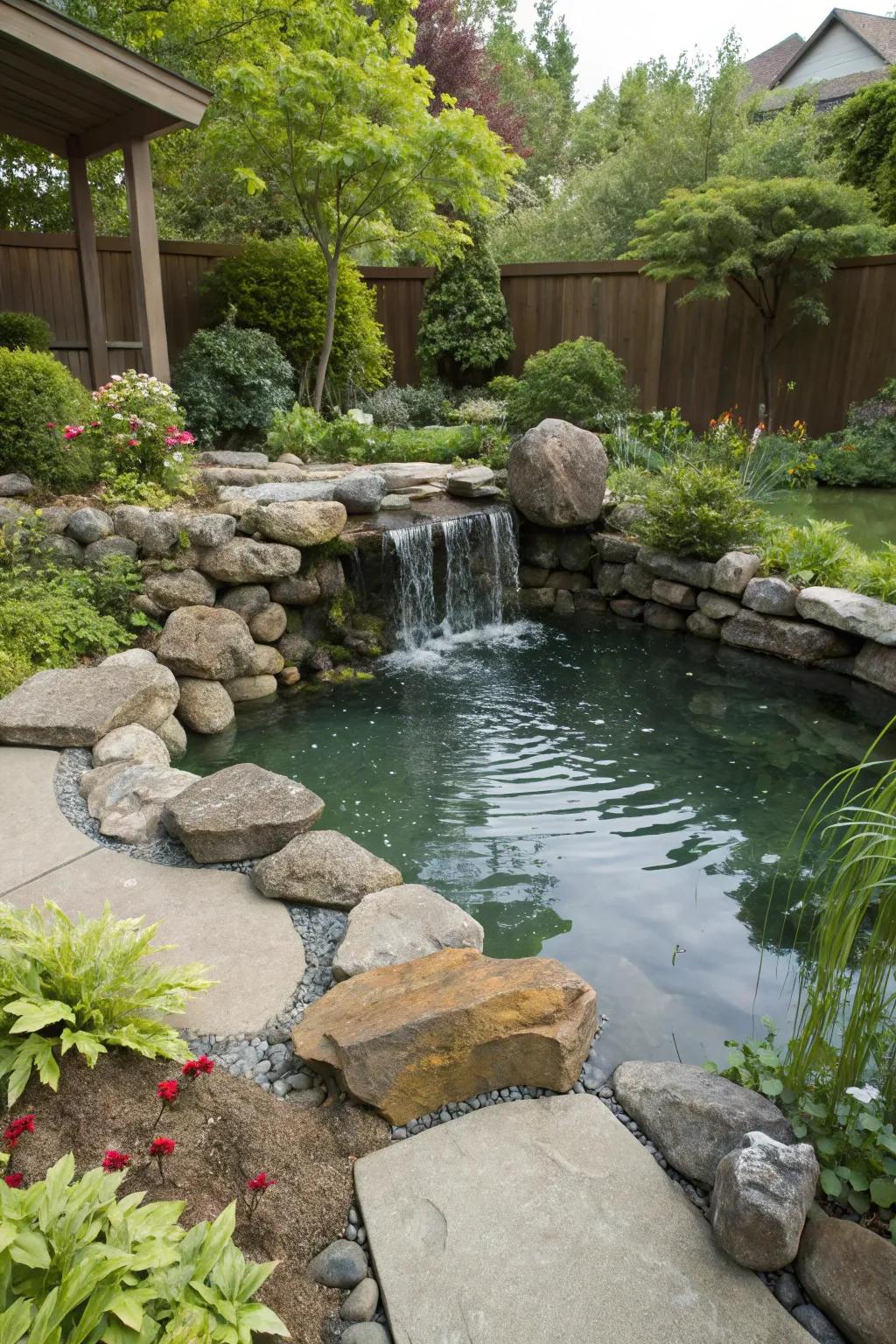 Water features introduce a serene element to your backyard.