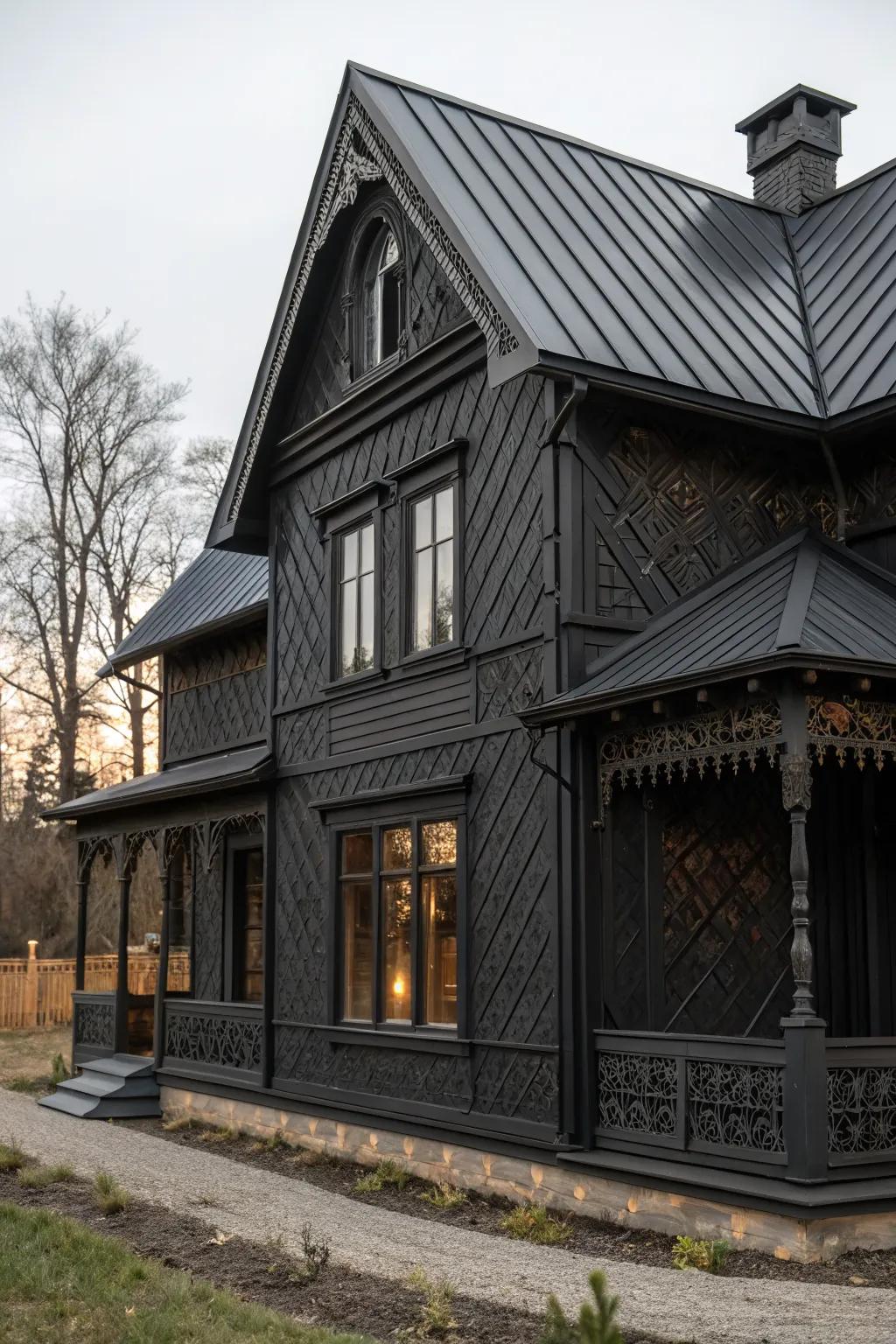 Dynamic textures enhance this black exterior.