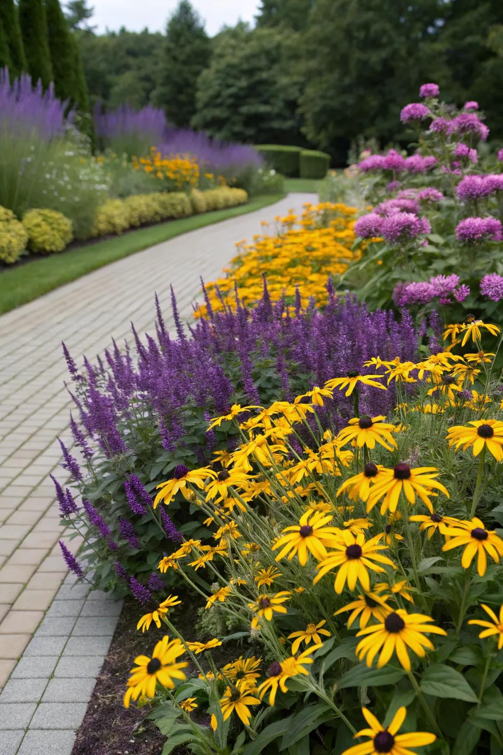 A striking color contrast with black-eyed Susans.