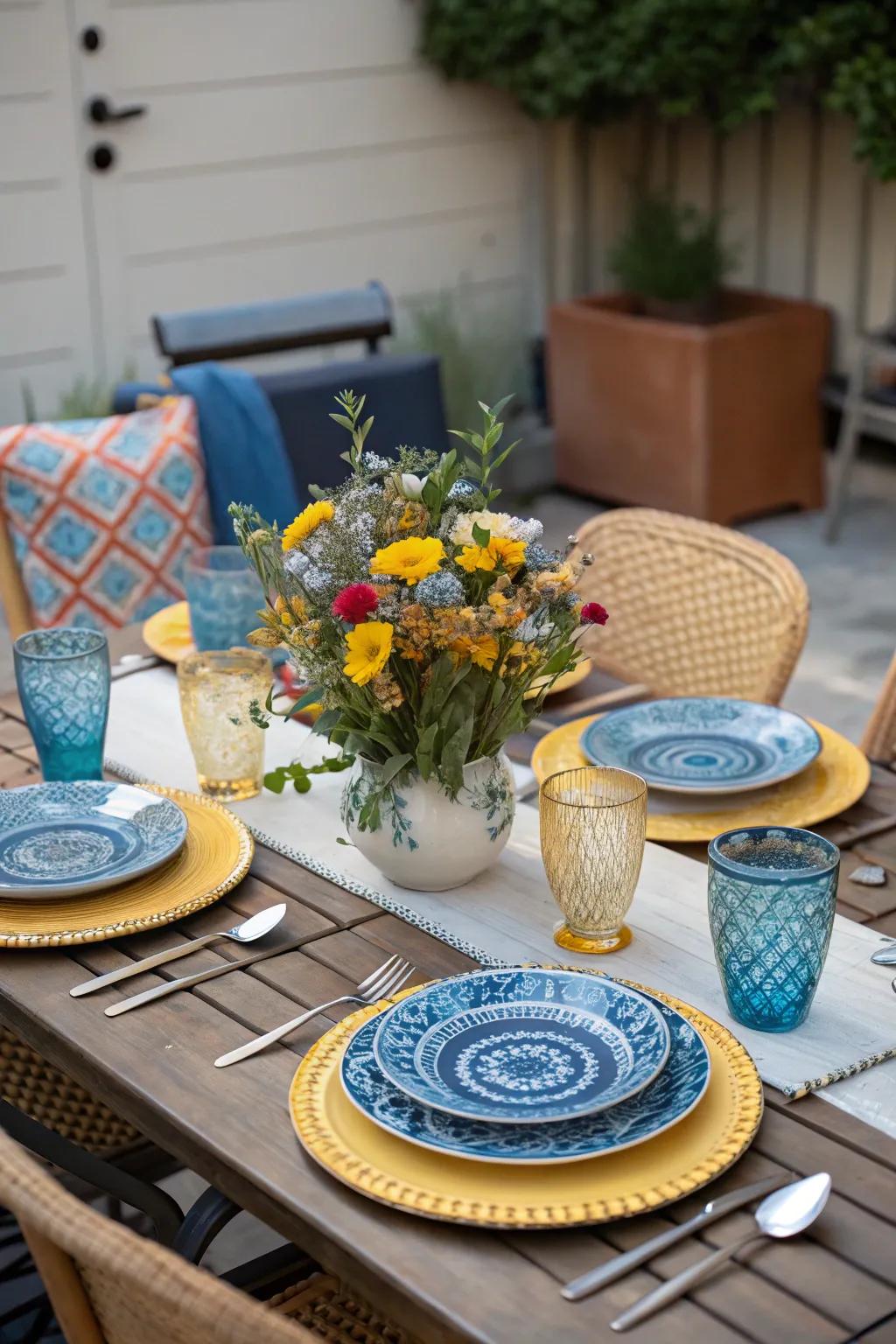 Vibrant table settings for a cheerful dining experience.