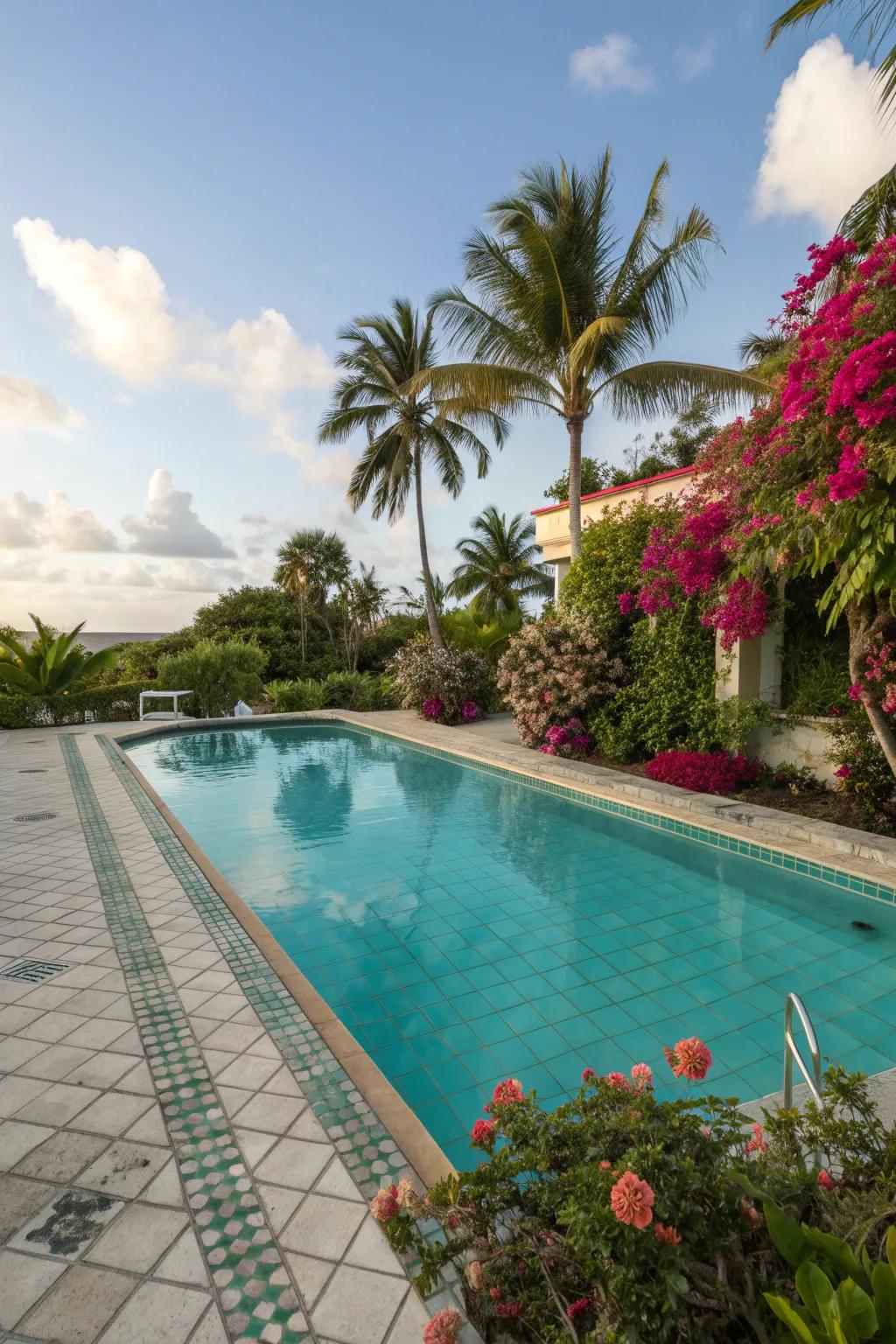 Turquoise tiles turn your pool into a tropical getaway.