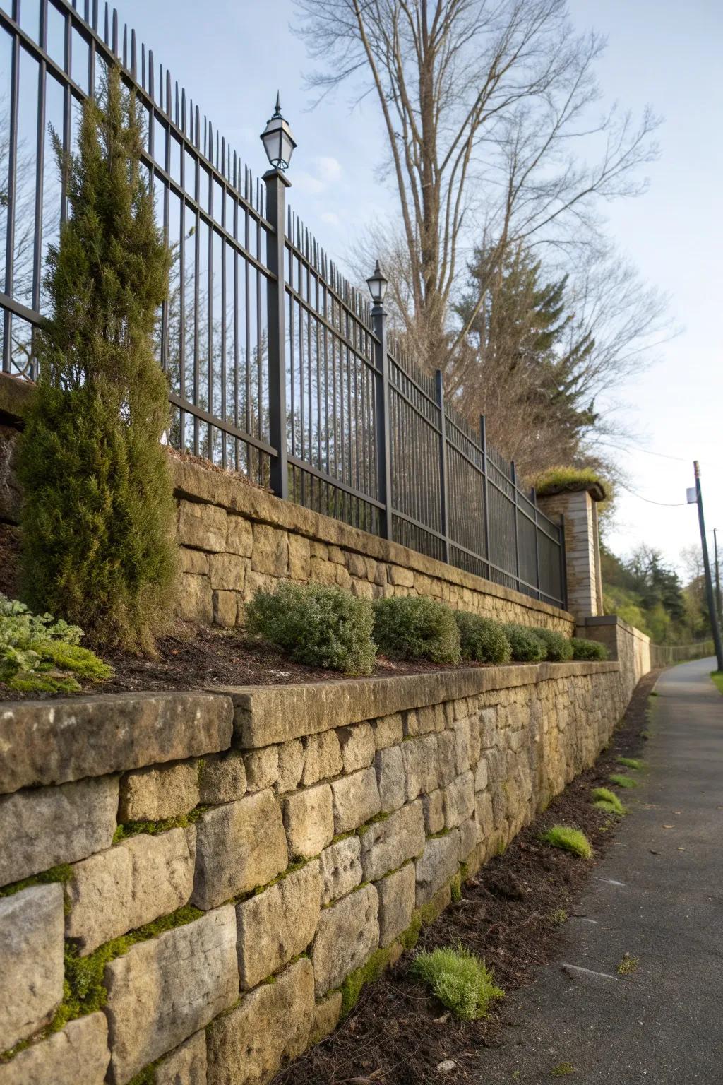 A stone wall facade brings elegance and function together.