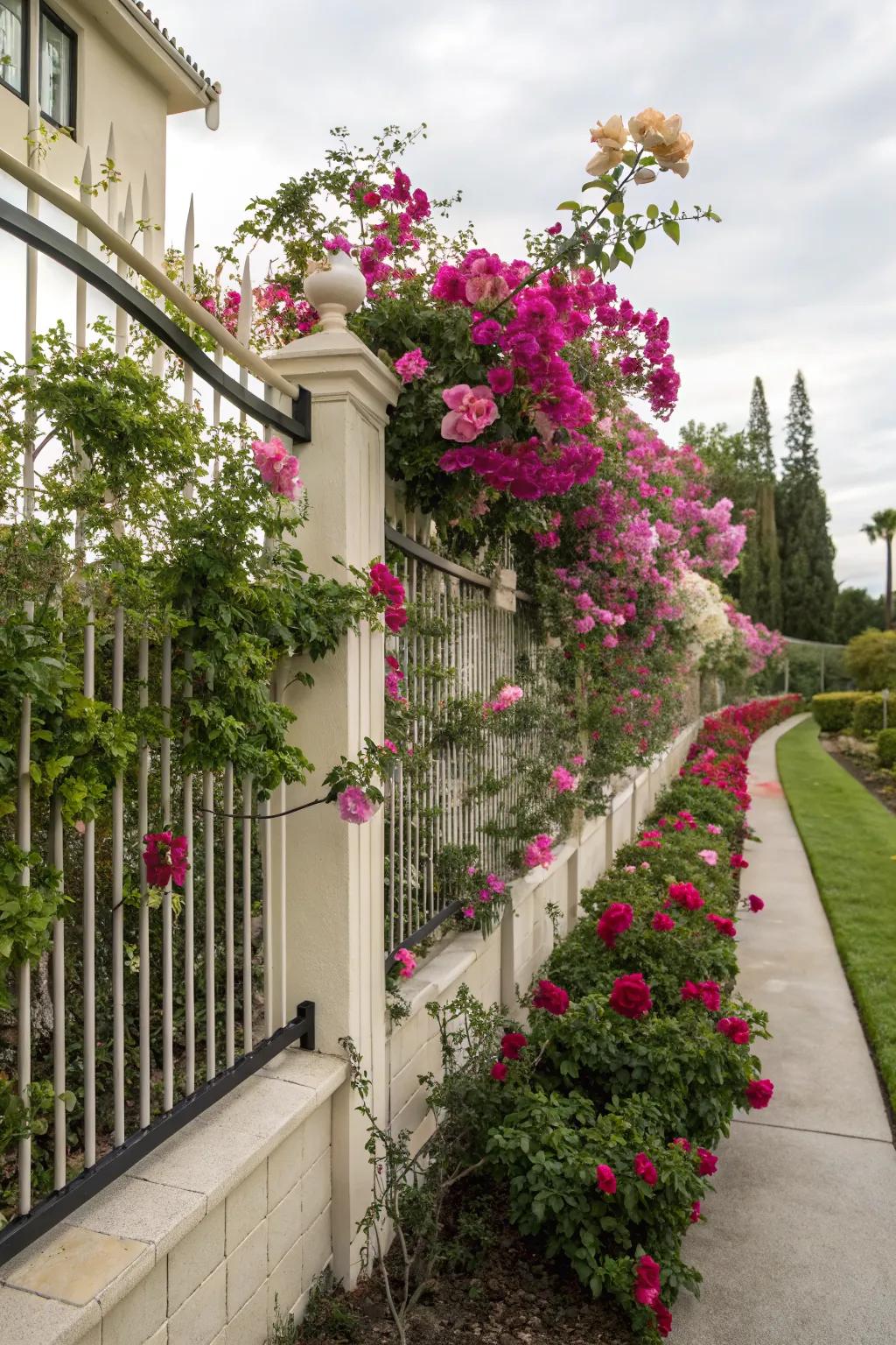 A perfect blend of bougainvilleas and climbing roses.