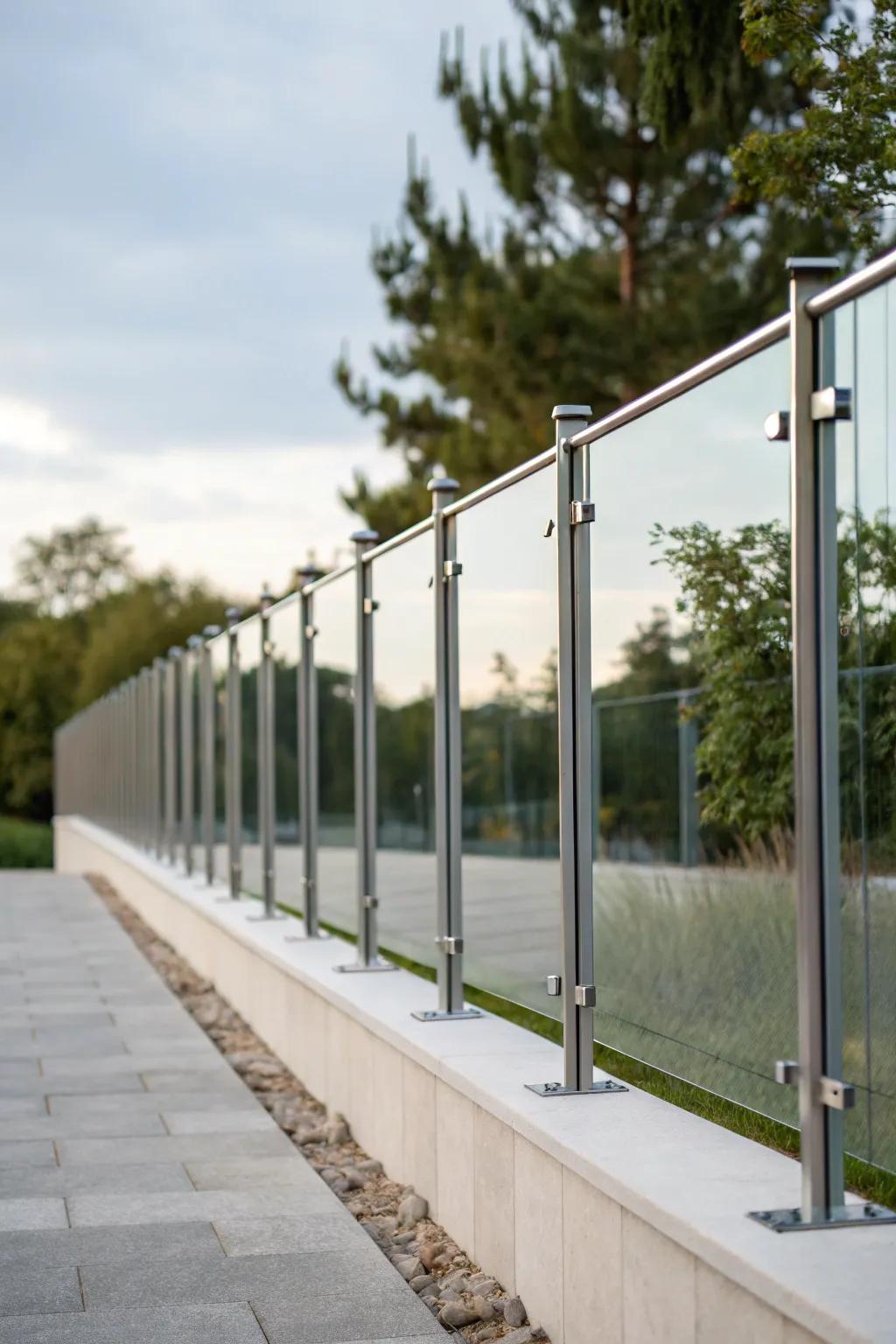A sleek and modern boundary fence with clean lines.