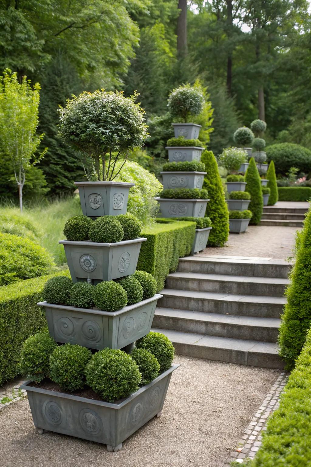 Layered heights add dynamic interest to garden spaces.