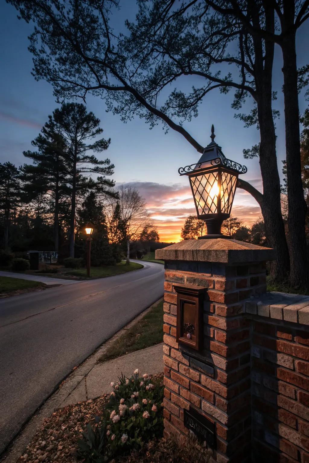 Add a warm glow to your mailbox with a lantern-style topper.
