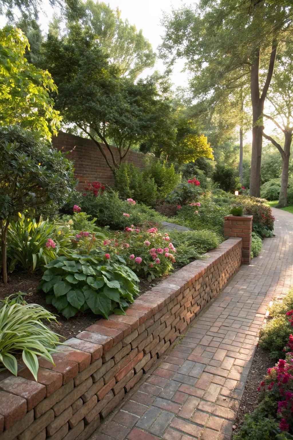 Structural beauty with brick retaining walls.