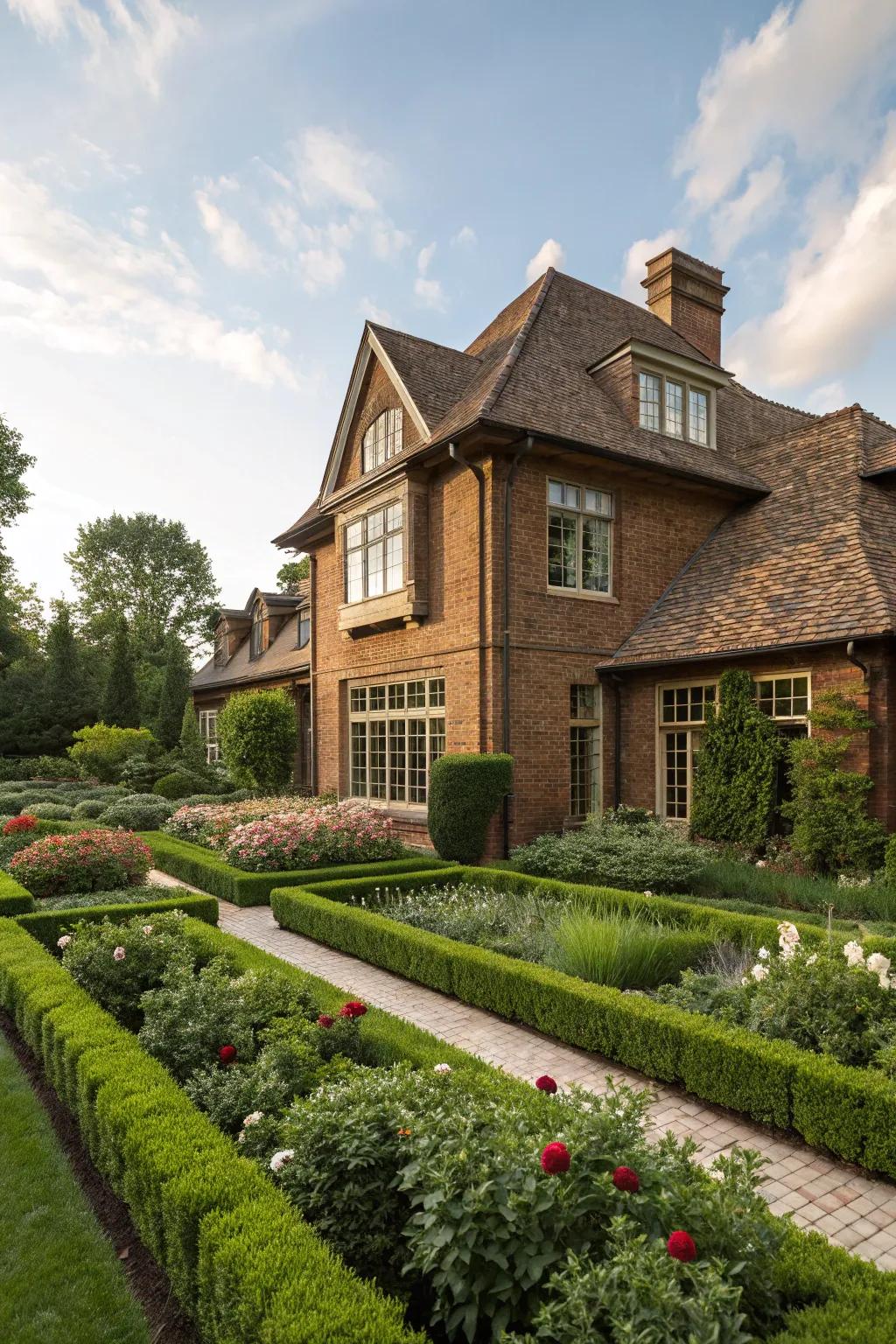 Brown brick facade adds elegance and durability.