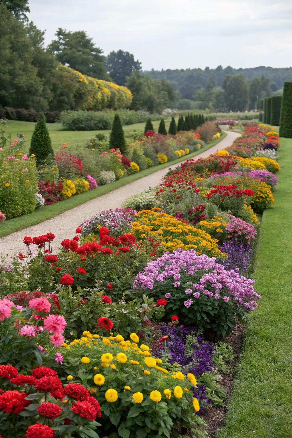 Perennial flower beds offer lasting beauty and color.
