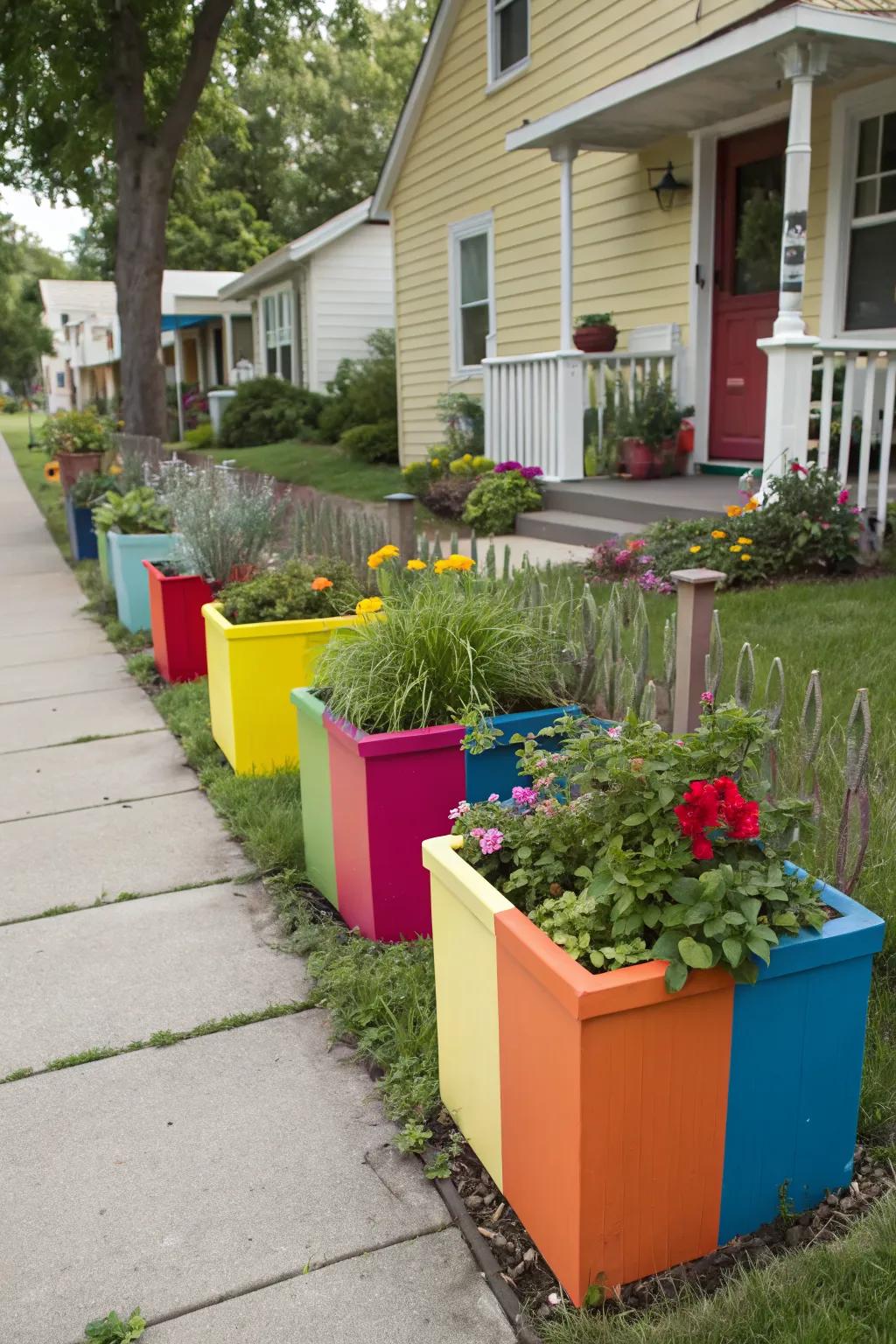 DIY painted planters add a personal touch to your landscape.