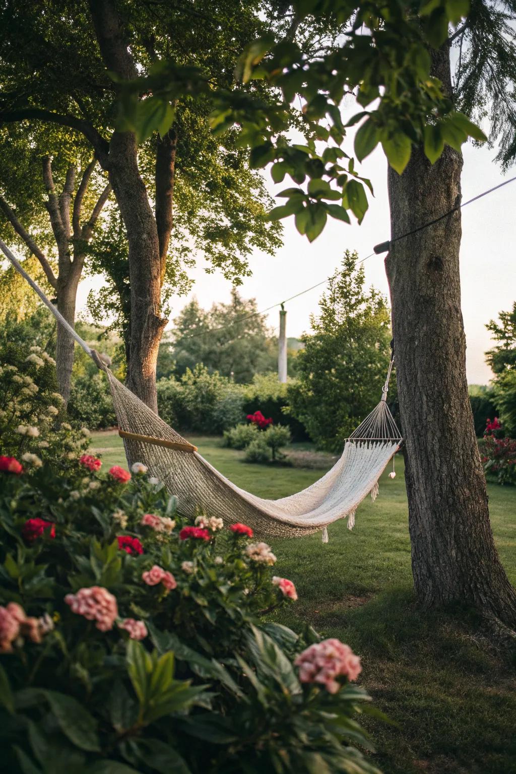 A hammock provides a serene escape in your garden.