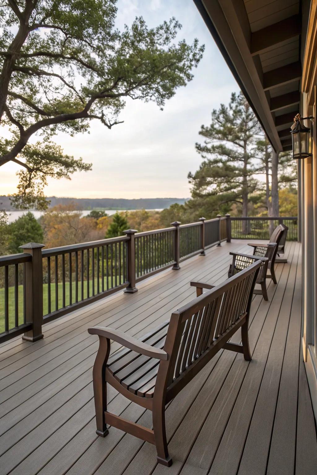 Slatted backrests for style and comfort on your deck.
