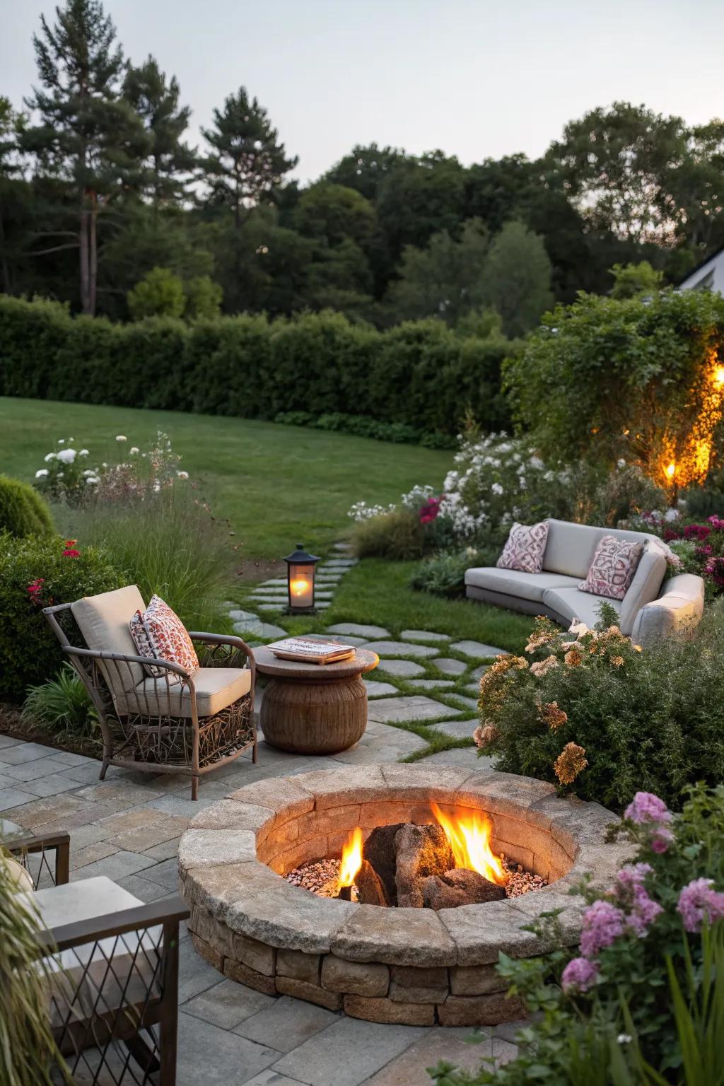 Subtle elegance with an in-ground fire pit.