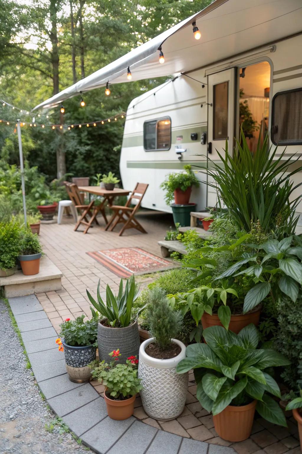 Add a touch of nature with potted plants and succulents.