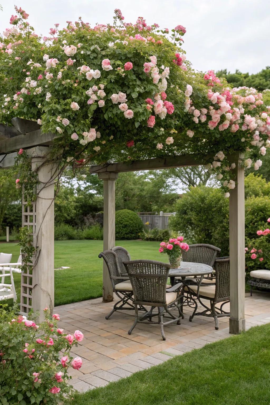 A charming pergola that offers both beauty and shade.