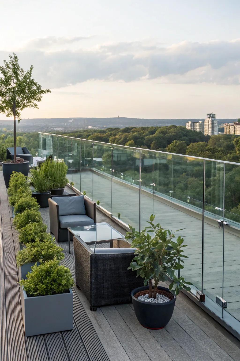 A rooftop deck offering breathtaking views and a touch of luxury