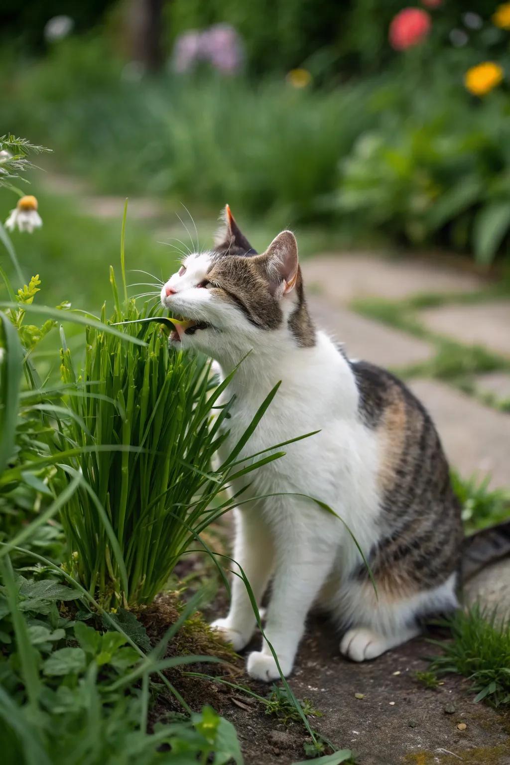 A tasty and fun spot for cats to enjoy their daily greens.