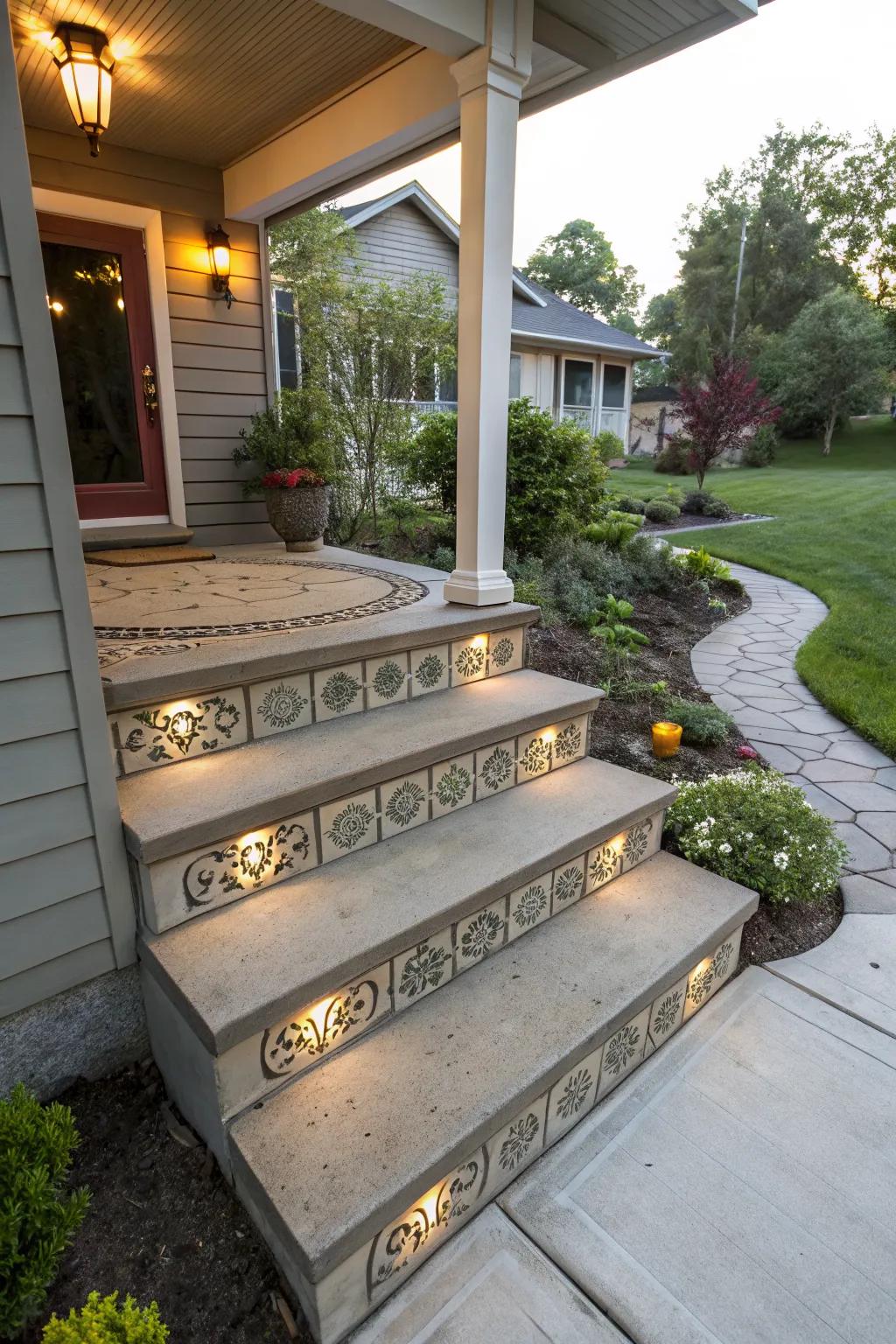 Multi-level steps add dimension and charm to your cement porch.