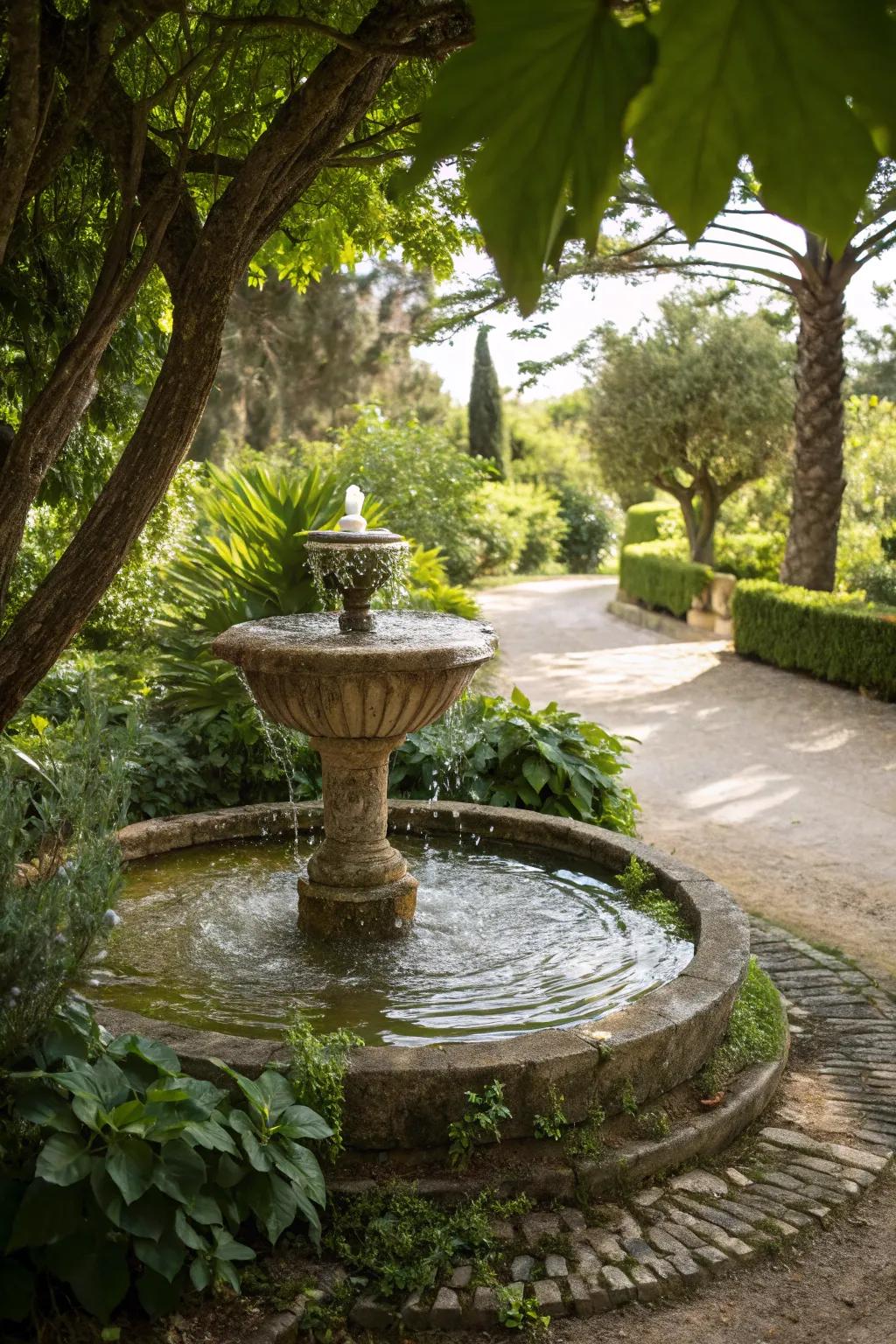 Water features add a calming element to your outdoor space.