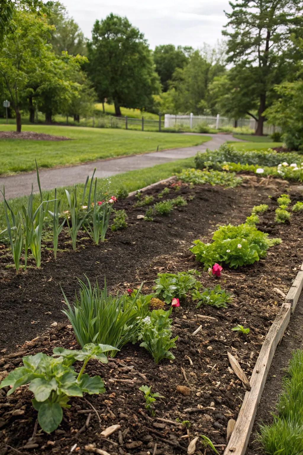 Mulching helps retain moisture and keep weeds at bay.