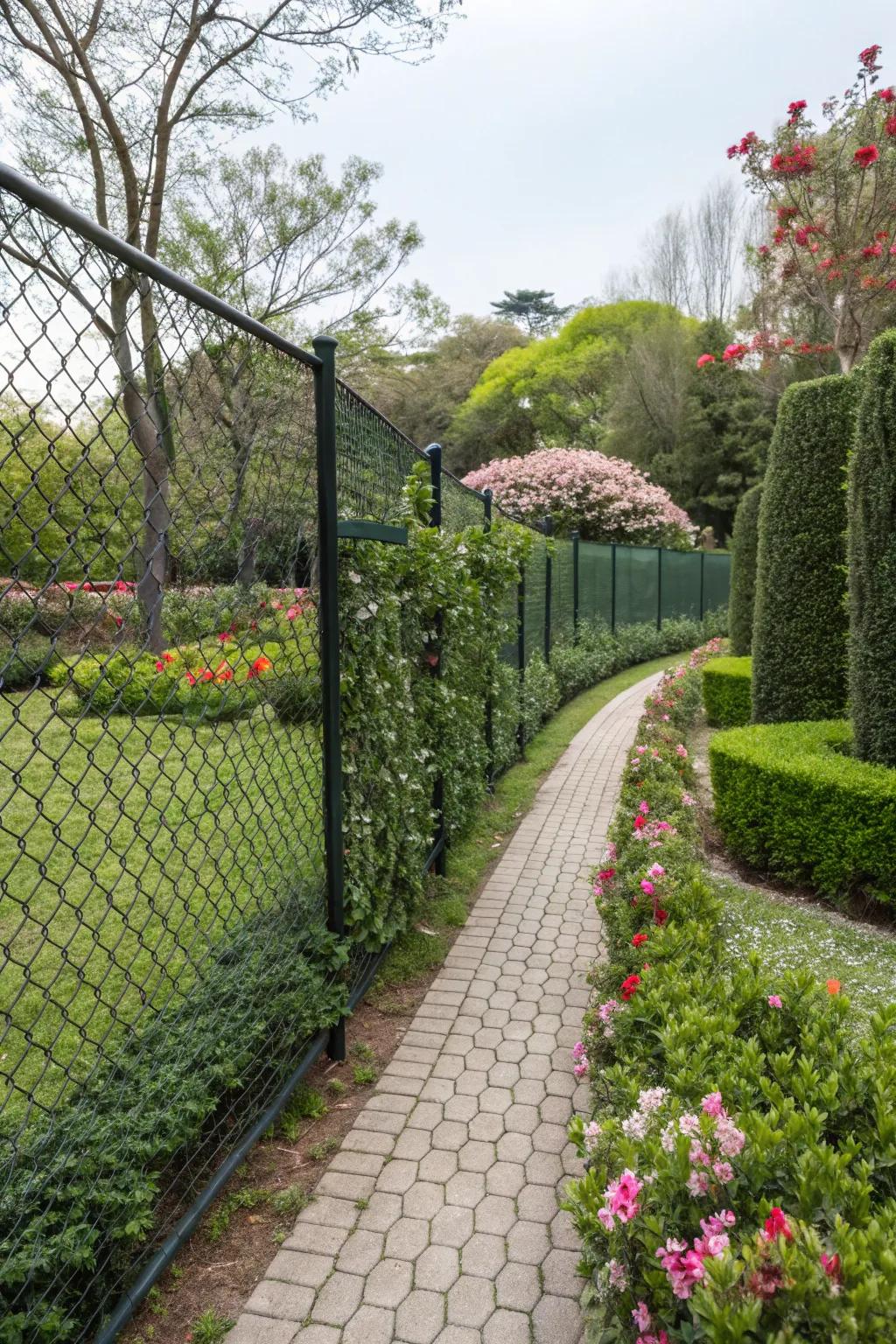 Hedge inserts create a verdant look with minimal upkeep.
